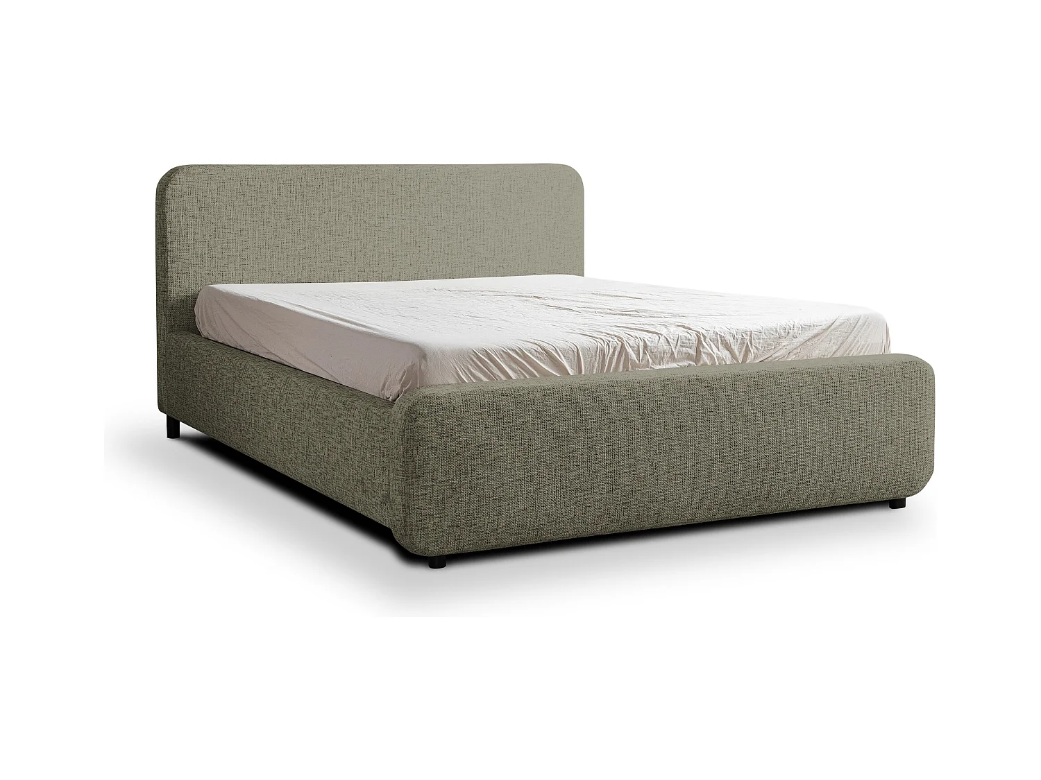 Lit rembourré avec rangement 160 x 222 - en Chenille - vert - HANALE