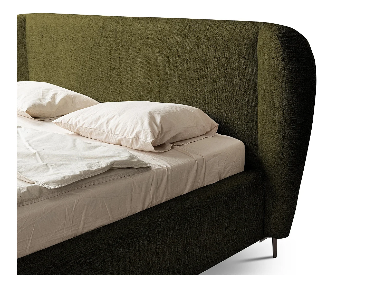 Lit rembourré avec rangement 228 x 224 - en Chenille - vert - MAKANA