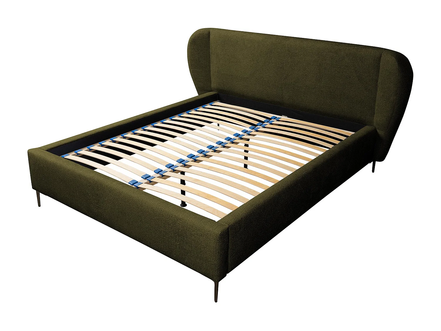 Lit rembourré avec rangement 228 x 224 - en Chenille - vert - MAKANA