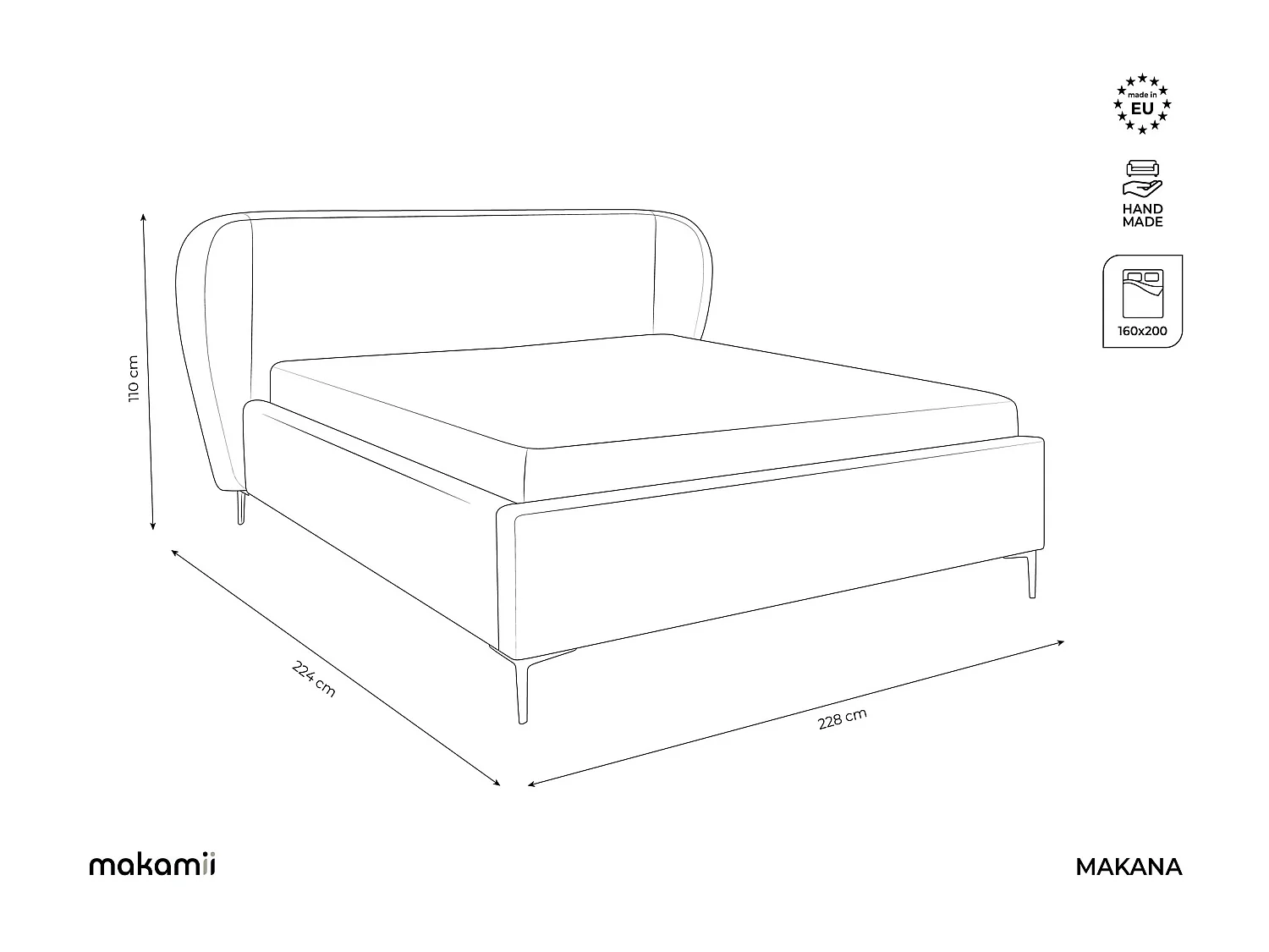 Lit rembourré avec rangement 228 x 224 - en Chenille - vert - MAKANA