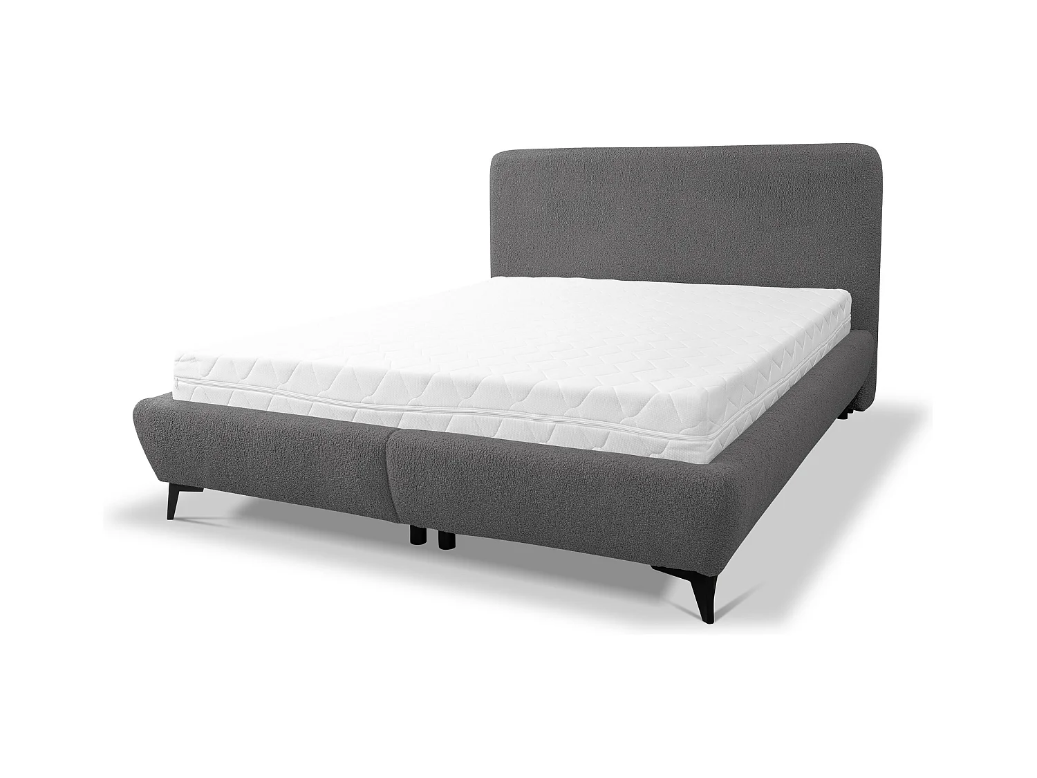 Lit rembourré avec rangement 197 x 223 - en Bouclé - gris foncé - MAKAPU