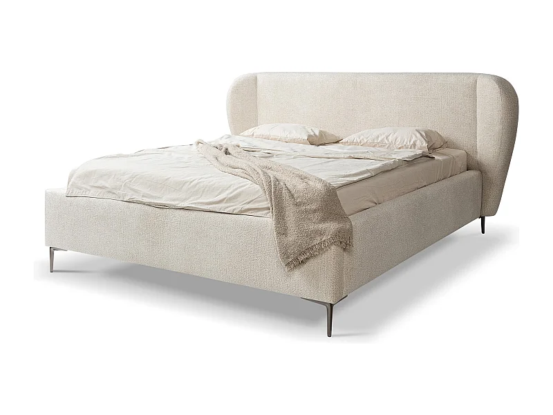 Polsterbed mit Stauraum - 248 x 224 - Chenille - Beige - MAKANA