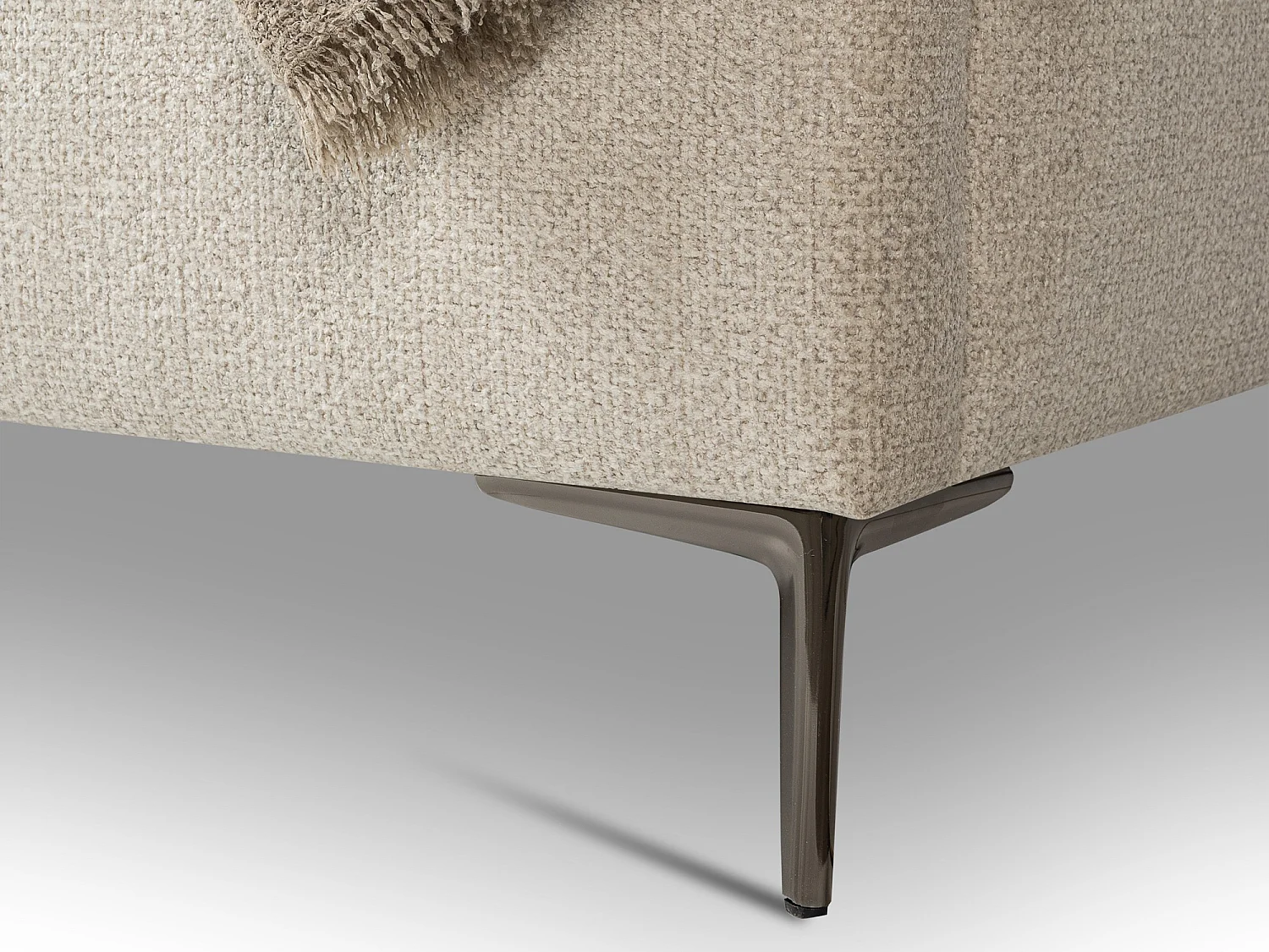 Lit rembourré avec rangement 248 x 224 - en Chenille - beige - MAKANA
