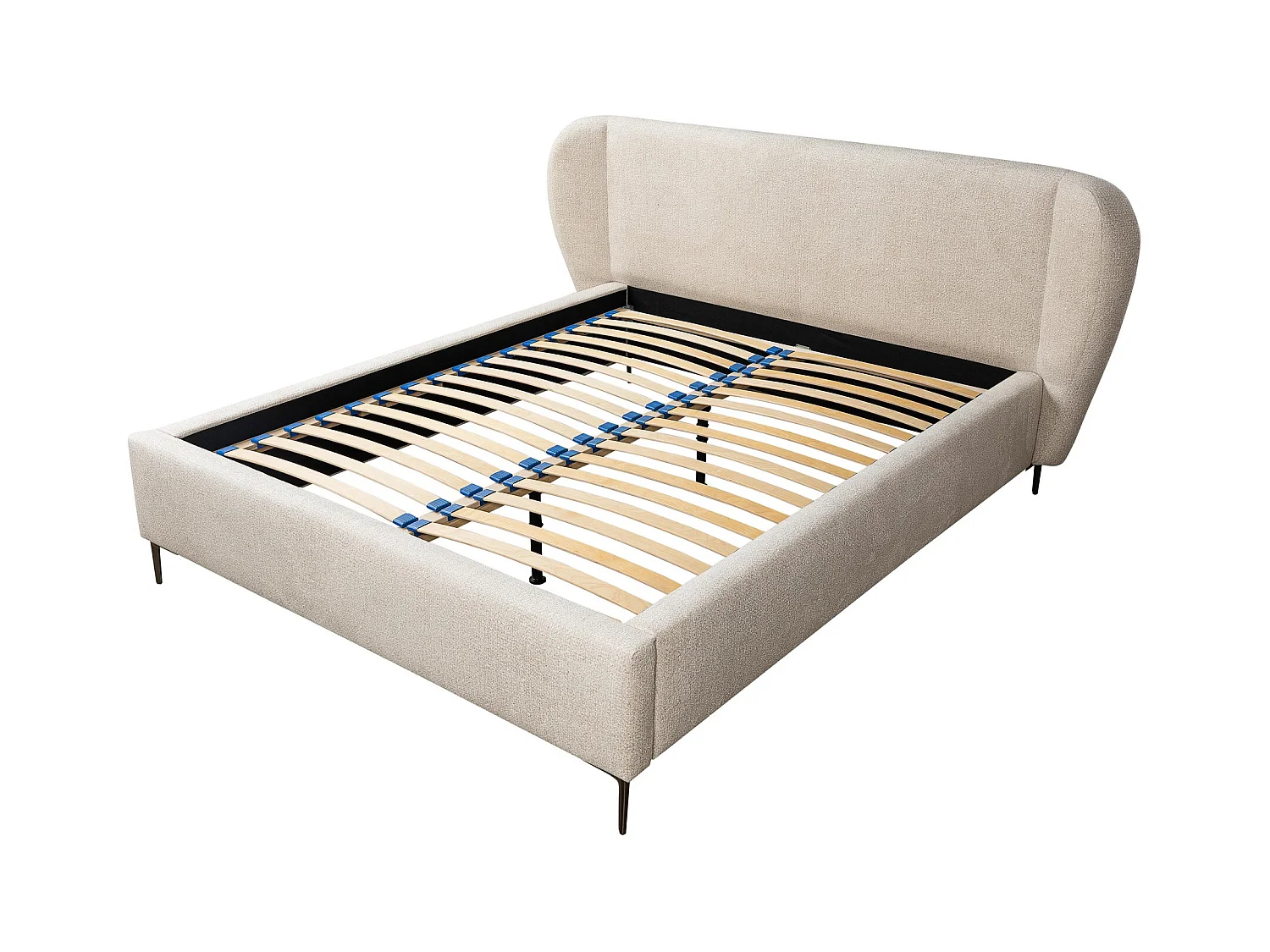 Lit rembourré avec rangement 228 x 224 - en Chenille - beige - MAKANA