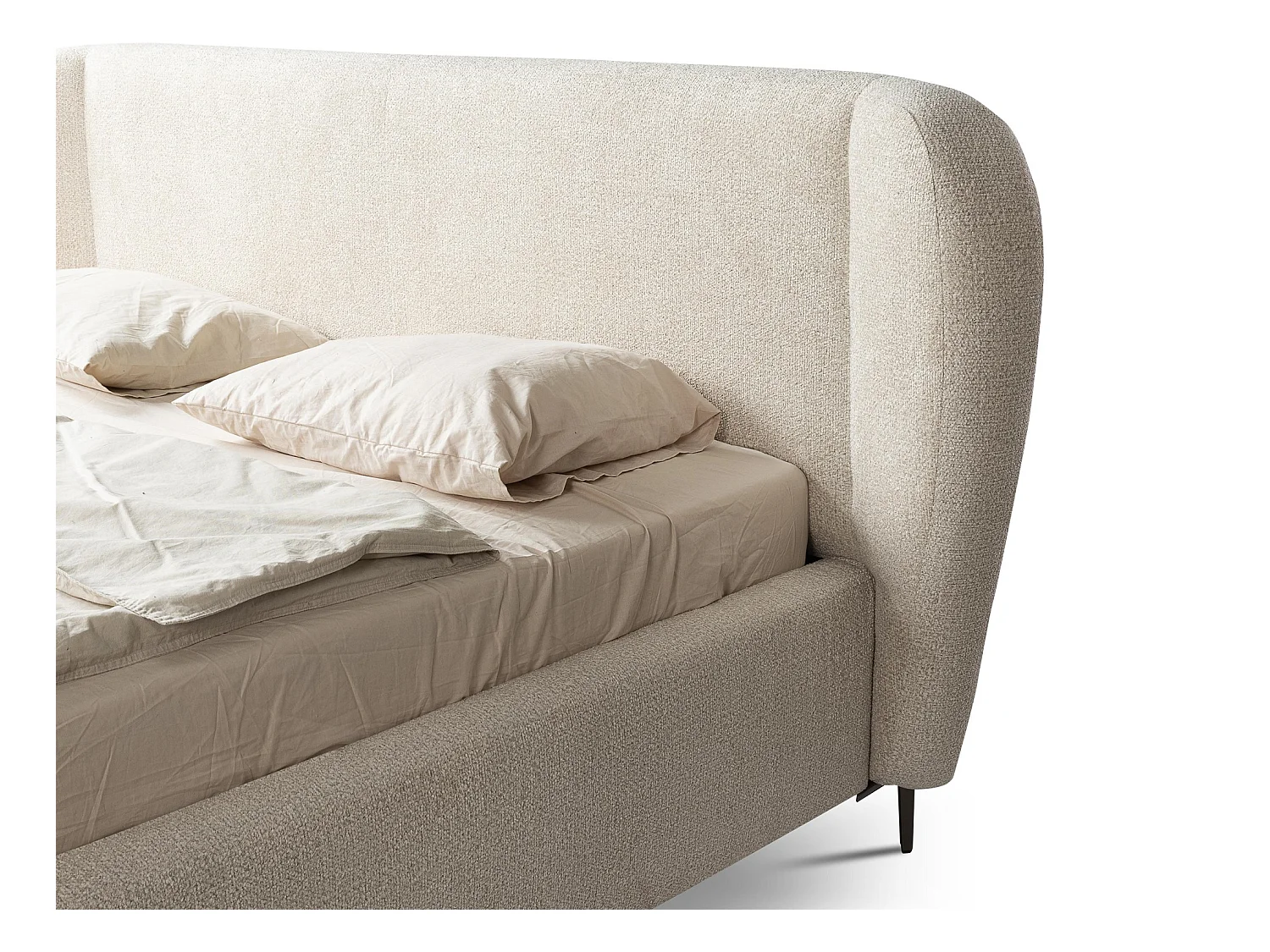 Lit rembourré avec rangement 228 x 224 - en Chenille - beige - MAKANA