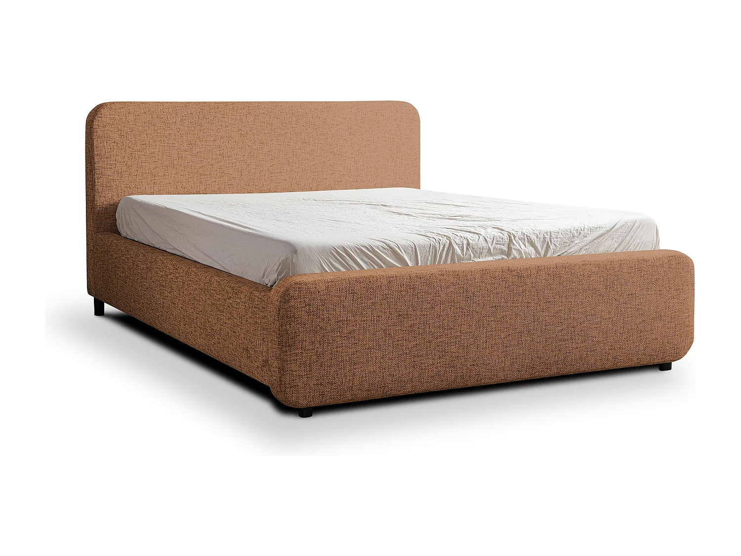 Lit rembourré avec rangement 160 x 222 - en Chenille - terre cuite - HANALE