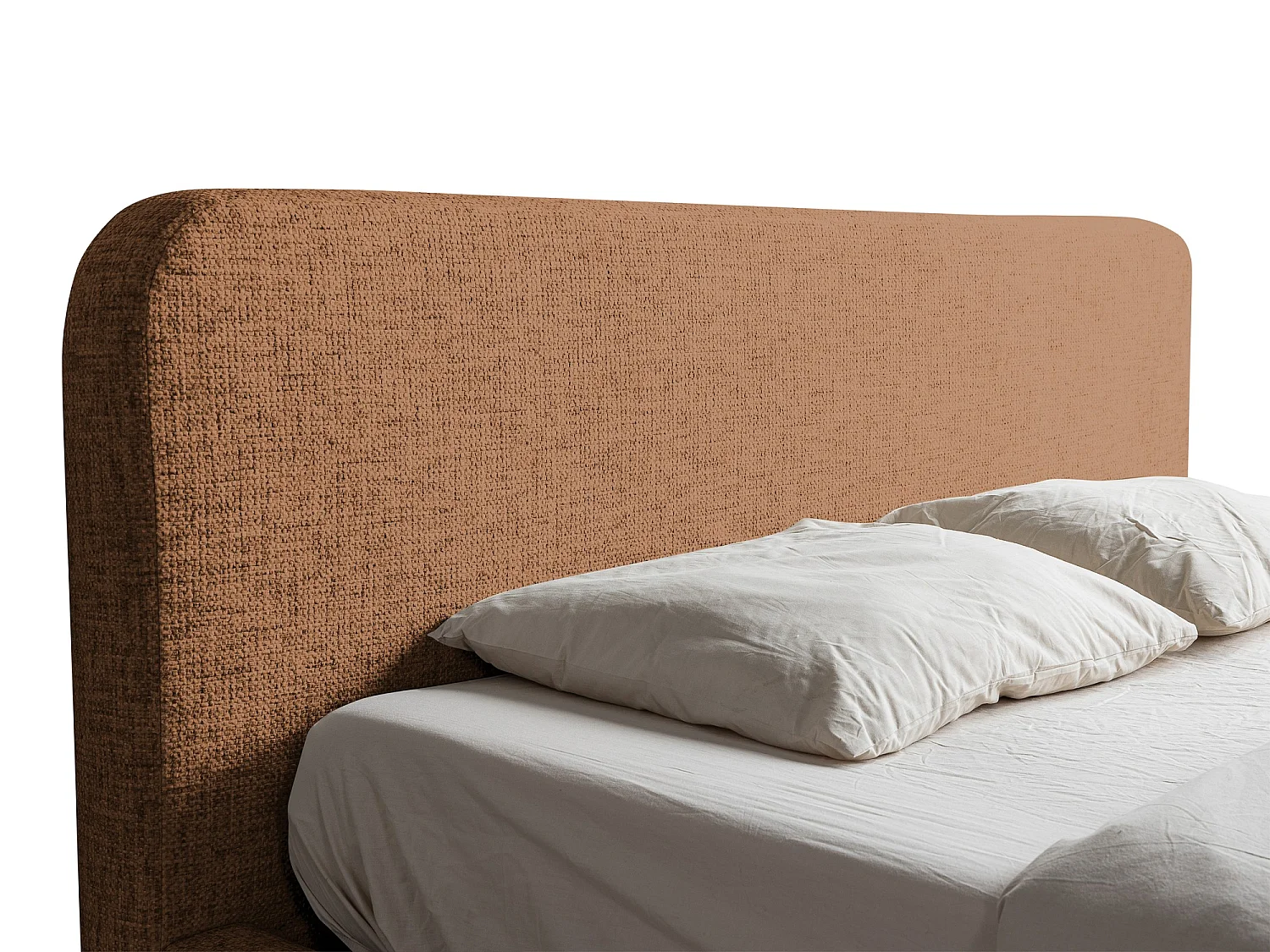 Lit rembourré avec rangement 160 x 222 - en Chenille - terre cuite - HANALE