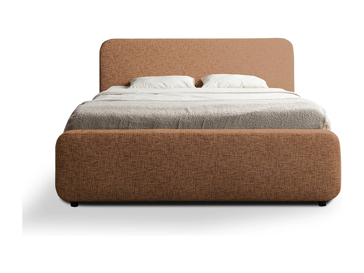 Lit rembourré avec rangement 180 x 222 - en Chenille - terre cuite - HANALE