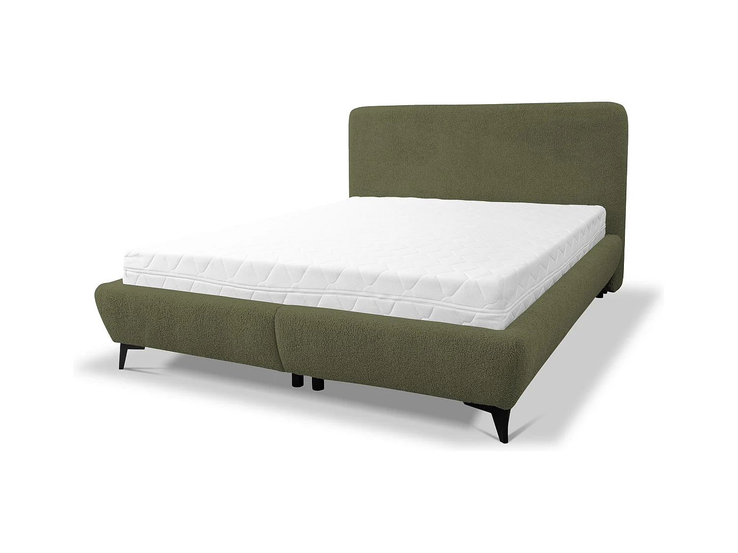 Lit rembourré avec rangement 157 x 223 - en Bouclé - vert - MAKAPU