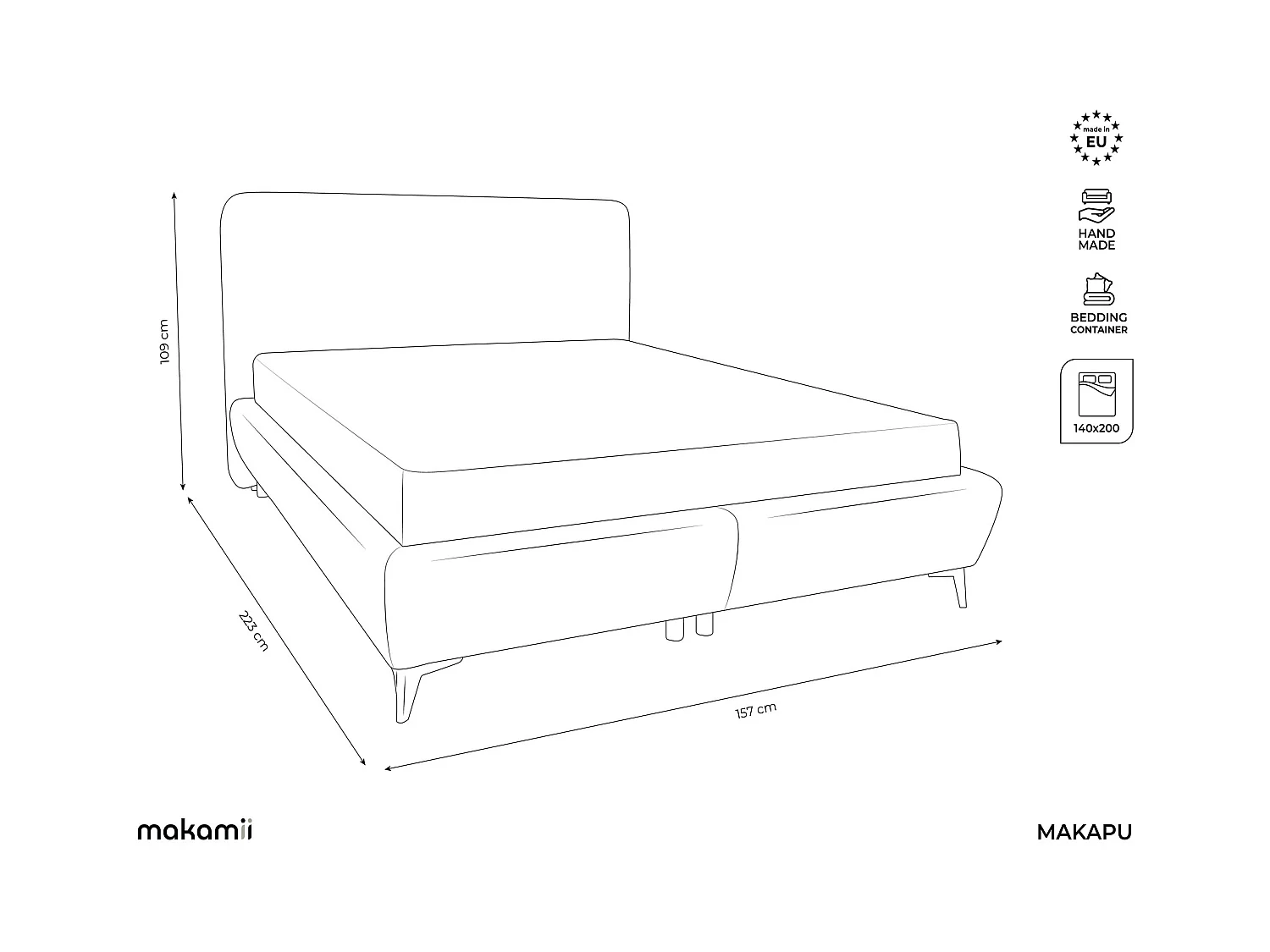 Lit rembourré avec rangement 157 x 223 - en Bouclé - vert - MAKAPU