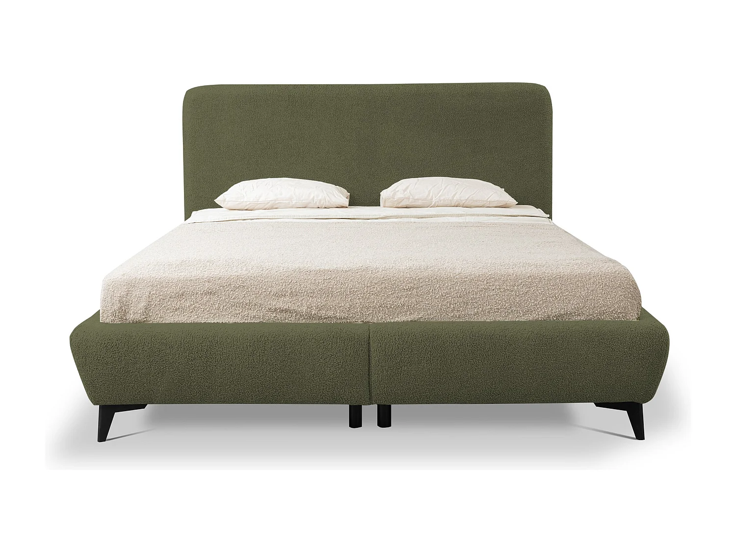 Lit rembourré avec rangement 157 x 223 - en Bouclé - vert - MAKAPU