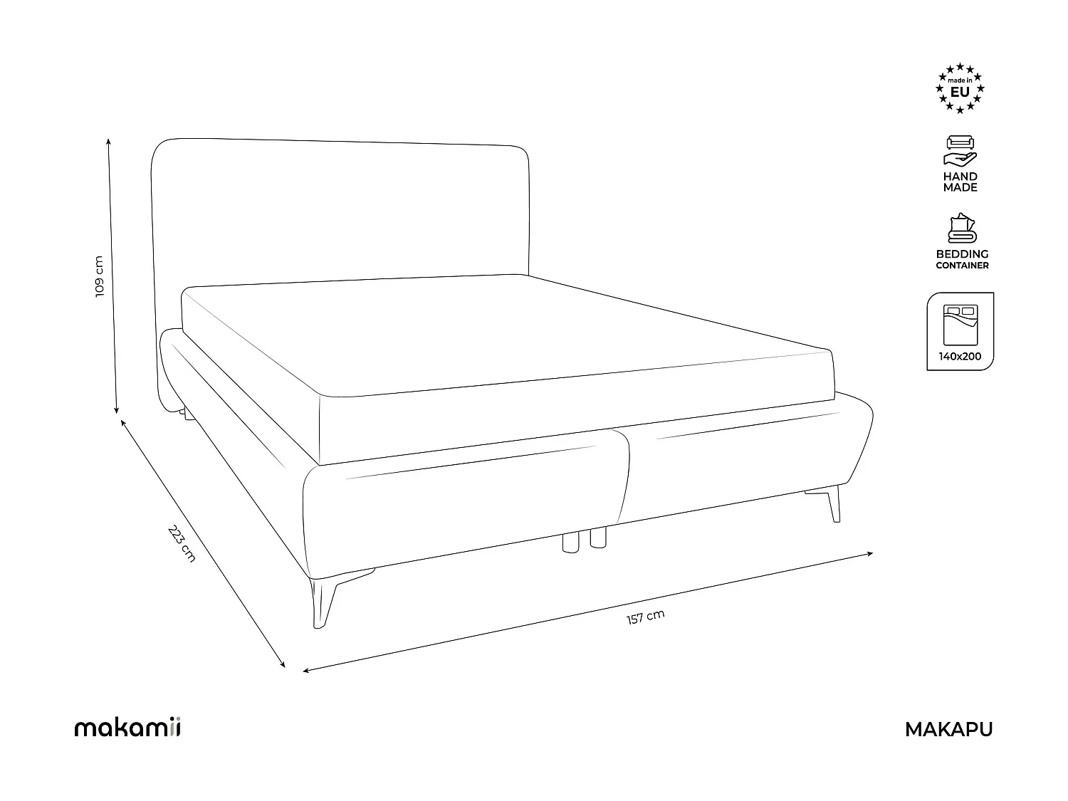 Lit rembourré avec rangement 157 x 223 - en Bouclé - vert - MAKAPU