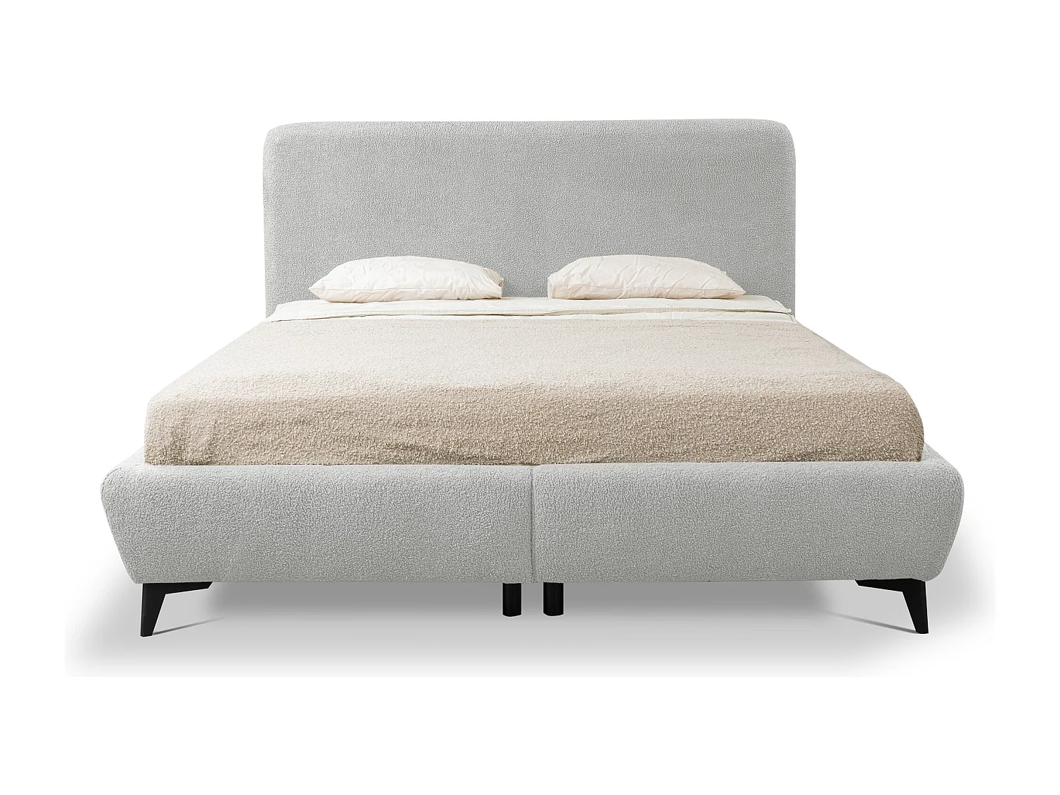 Lit rembourré avec rangement 157 x 223 - en Bouclé - gris clair - MAKAPU