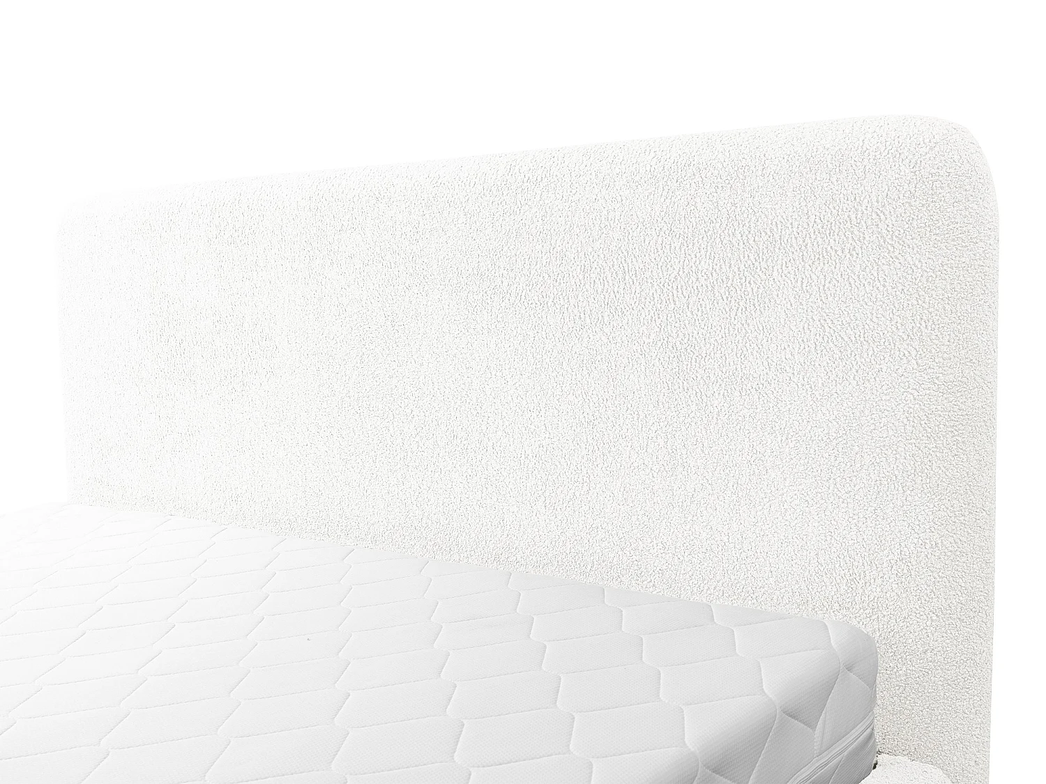 Lit rembourré avec rangement 197 x 223 - en Bouclé - blanc - MAKAPU