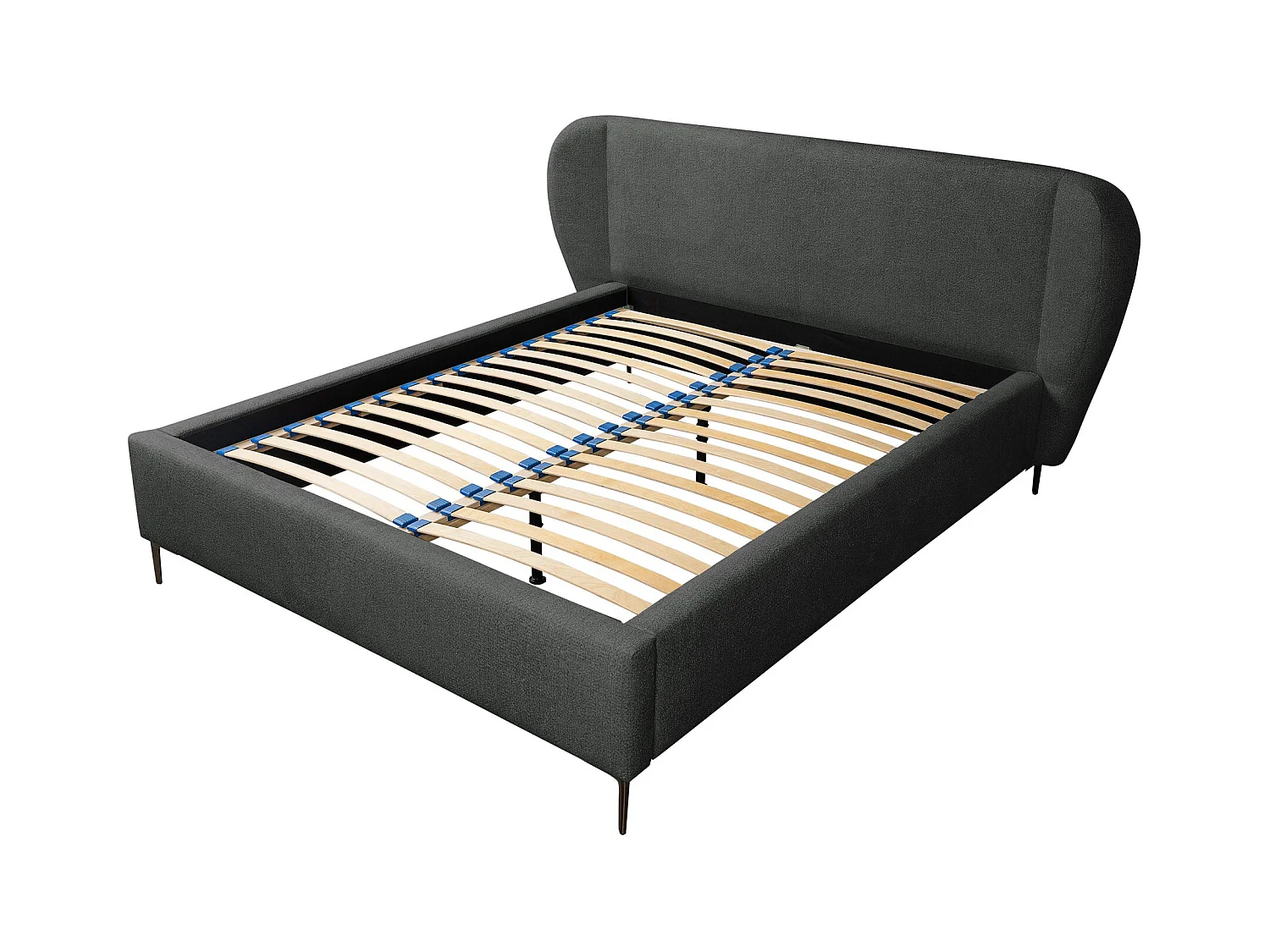 Lit rembourré avec rangement 208 x 224 - en Chenille - gris clair - MAKANA