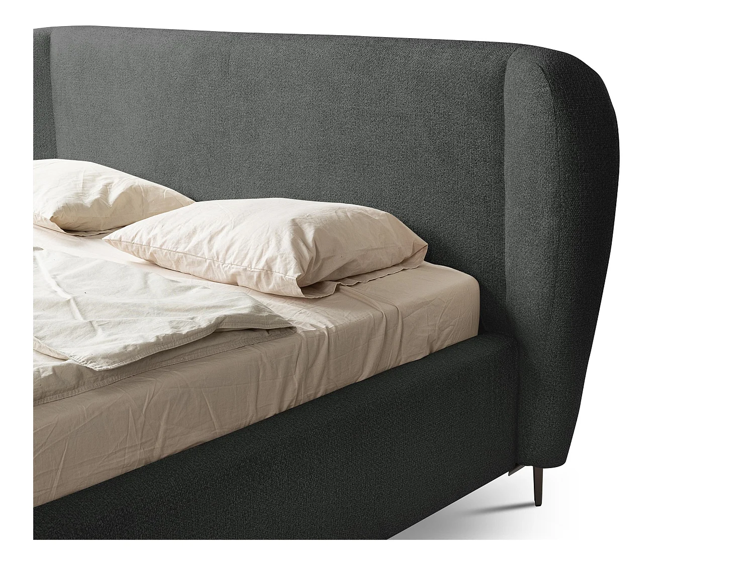 Lit rembourré avec rangement 208 x 224 - en Chenille - gris clair - MAKANA