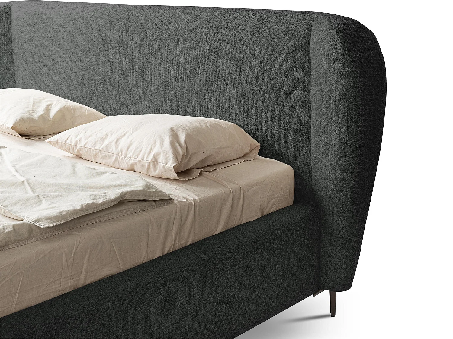 Lit rembourré avec rangement 208 x 224 - en Chenille - gris clair - MAKANA