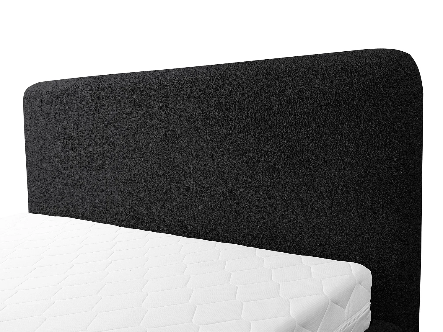 Lit rembourré avec rangement 177 x 223 - en Bouclé - noir - MAKAPU