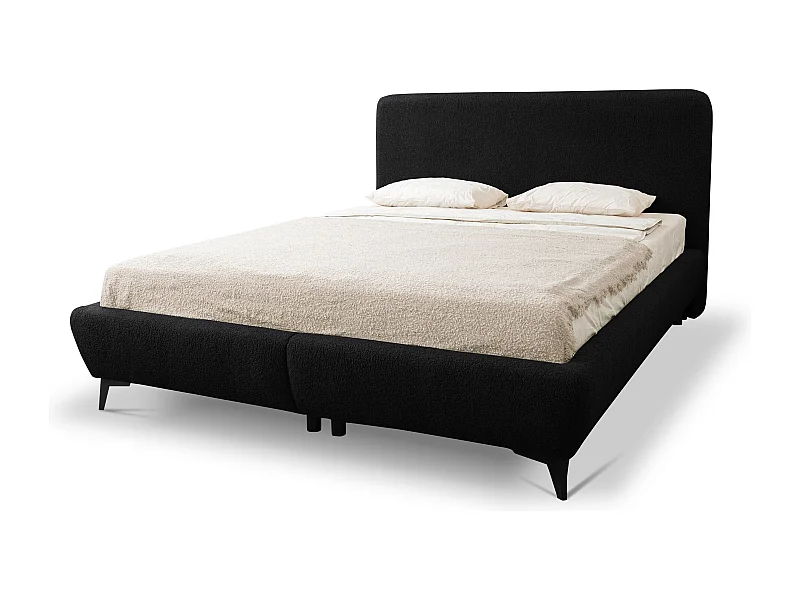 Polsterbed mit Stauraum - 177 x 223 - Bouclé - Schwarz - MAKAPU