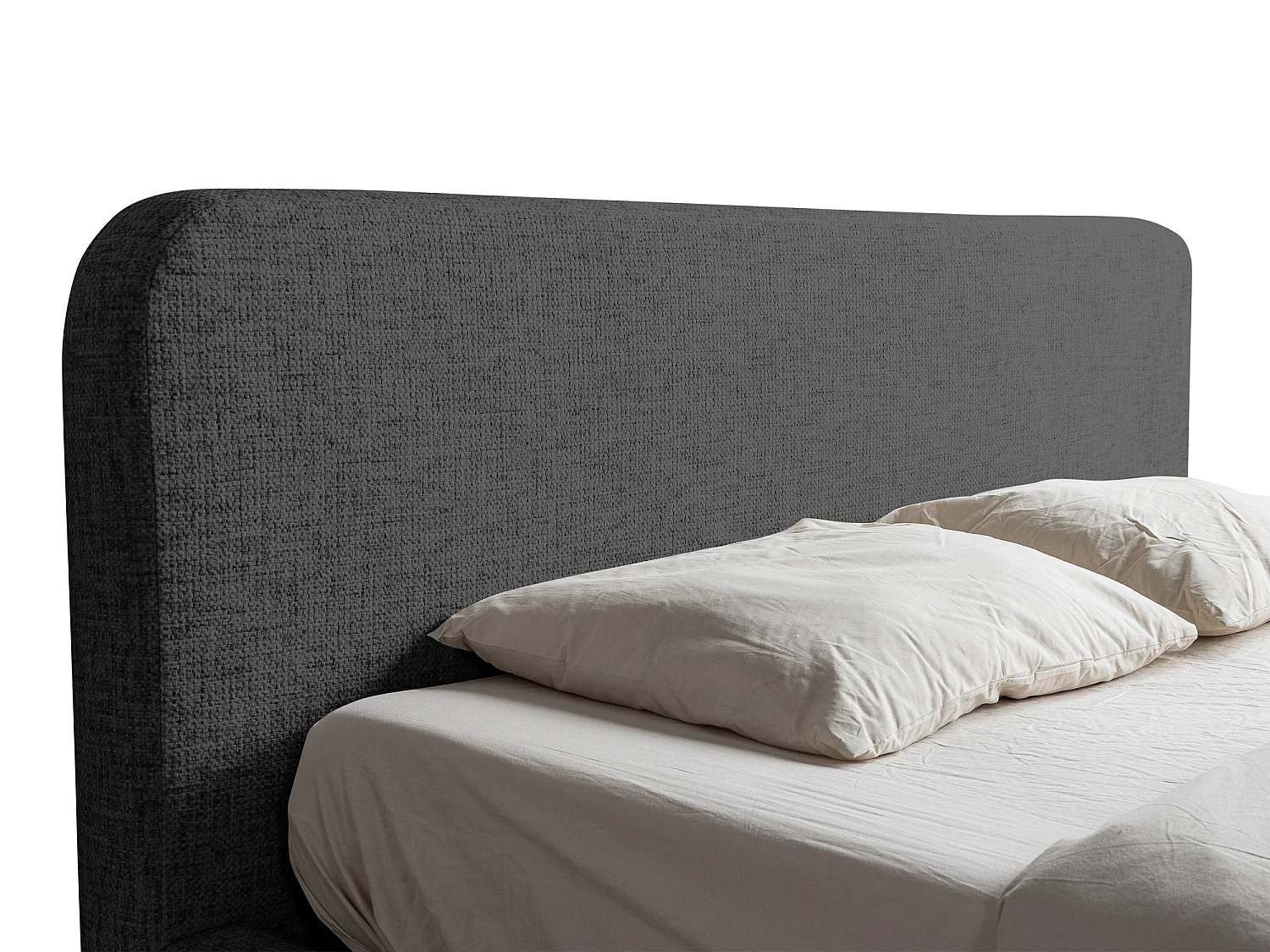 Lit rembourré avec rangement 180 x 222 - en Chenille - gris - HANALE