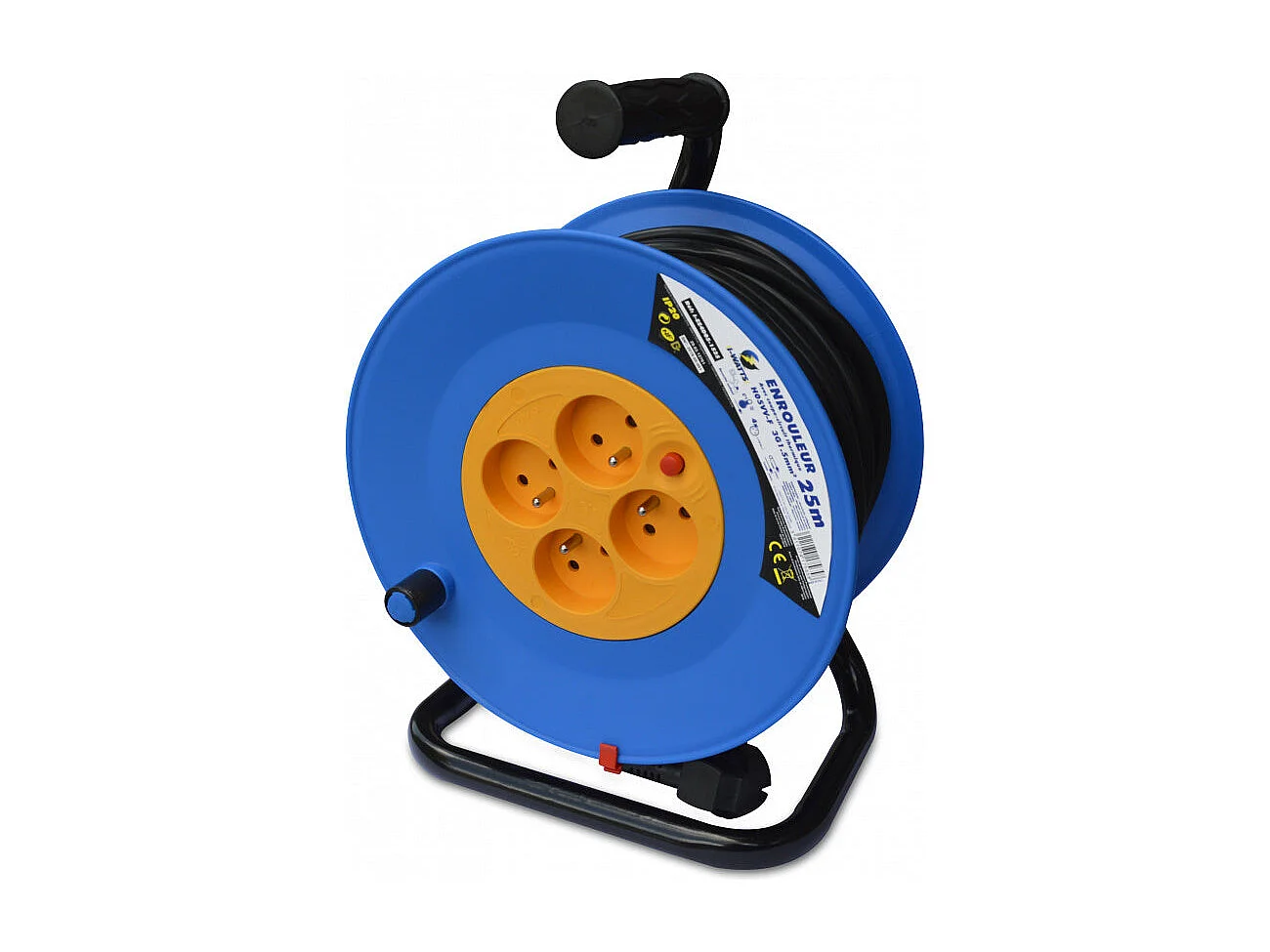 Enrouleur électrique 4 prises 25 m - 3G1.5 - HO5 - I-Watts Pro