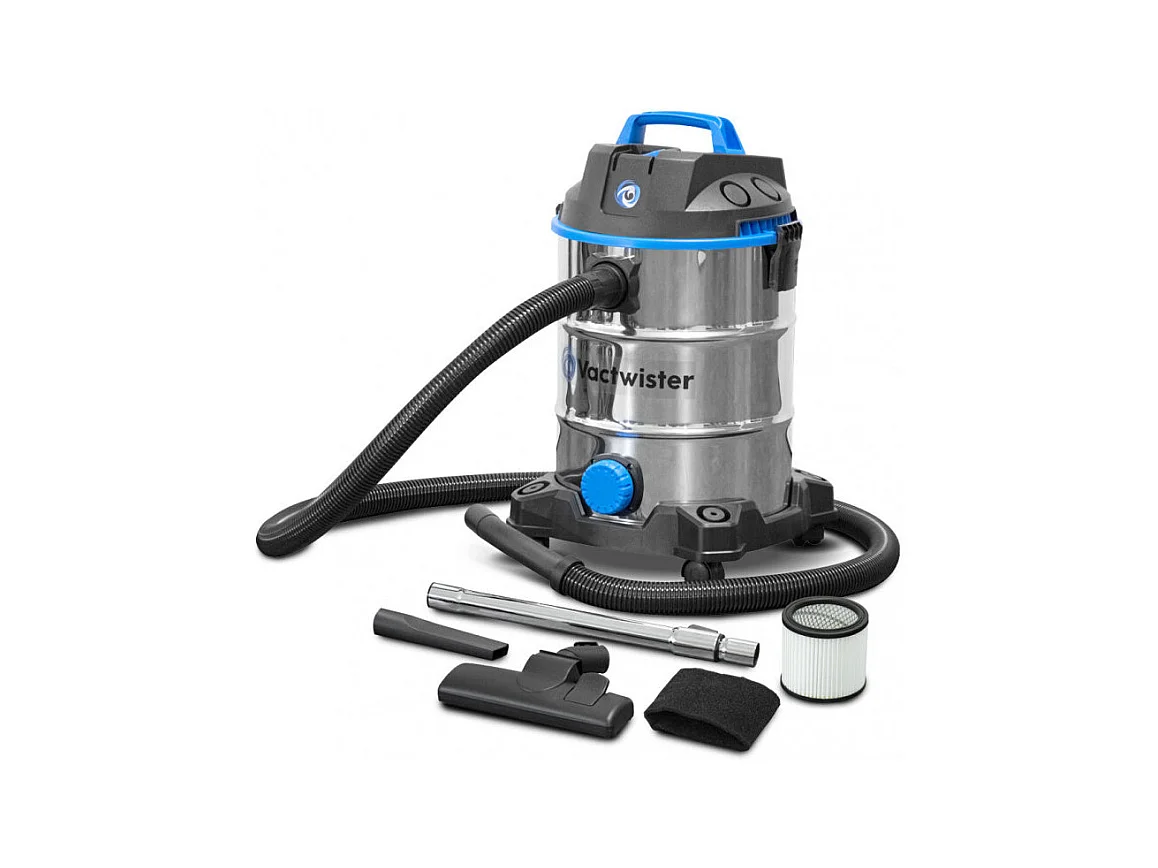 Aspirateur eau et poussières Vactwister 1400 W - 30 L inox - 18 kPa avec soufflerie et bouchon de vidange