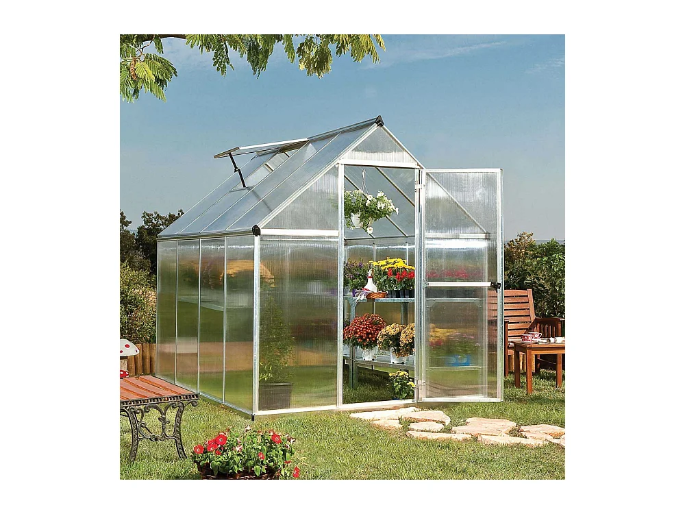 Serre de jardin en aluminium argent et polycarbonate Mythos 4.6m²
