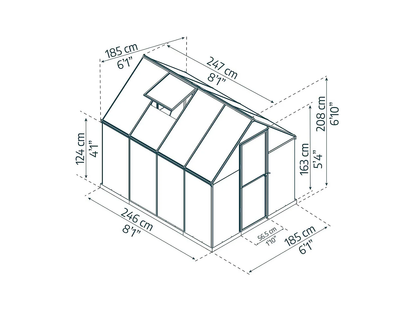 Serre de jardin en aluminium argent et polycarbonate Mythos 4.6m²
