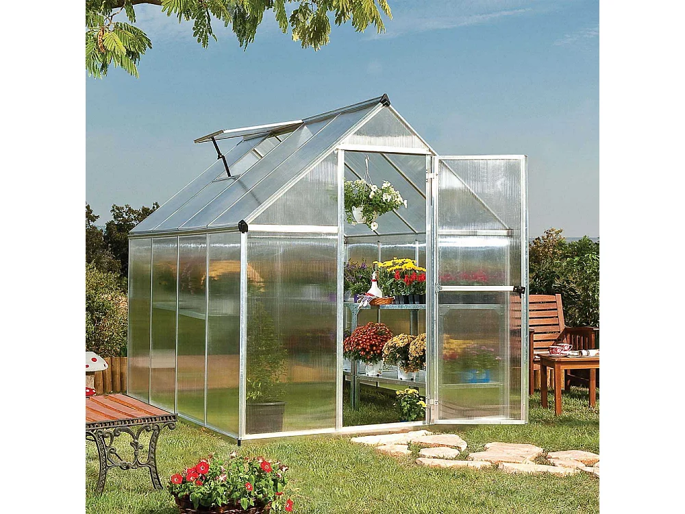Serre de jardin en aluminium argent et polycarbonate Mythos 4.6m²