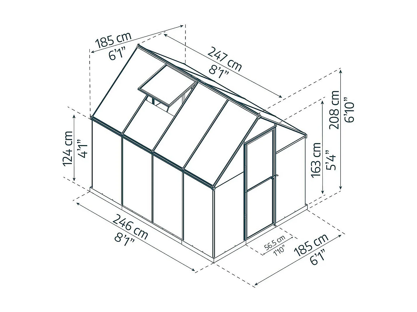 Serre de jardin en aluminium argent et polycarbonate Mythos 4.6m²