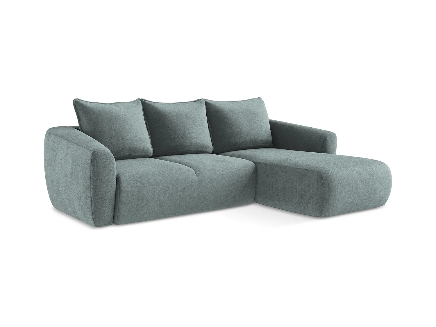 Canapé d'angle droit convertible en tissu texturé - jeans - GUAVA
