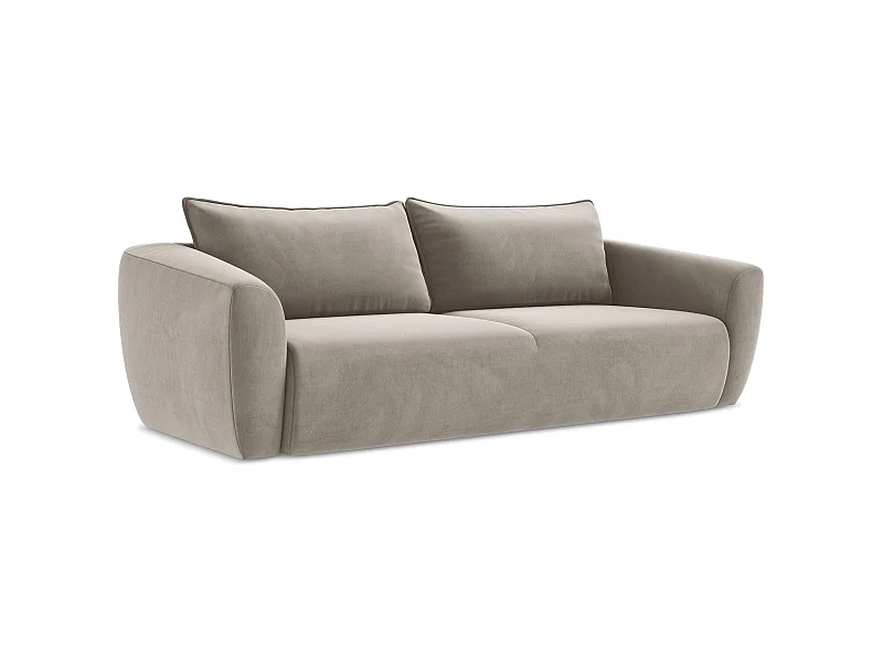 3-Sitzer Sofa mit Schlaffunktion - Samt - Taupe - GUAVA