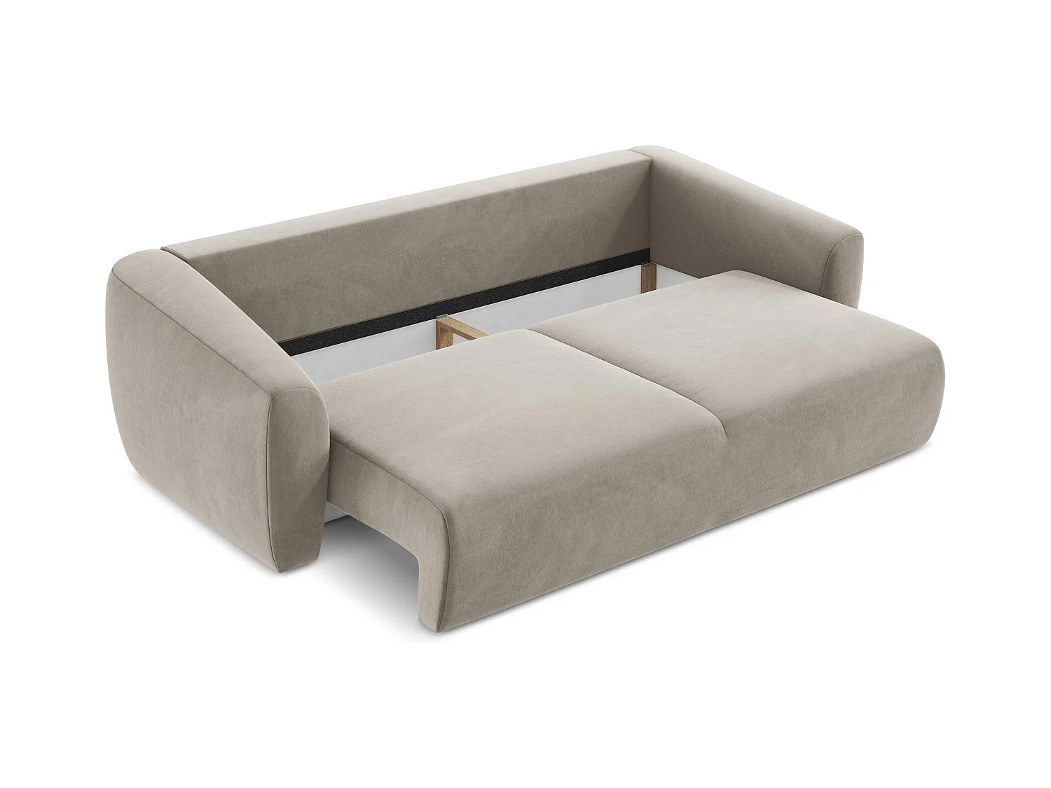 Canapé 3 places convertible en velours - taupe - GUAVA