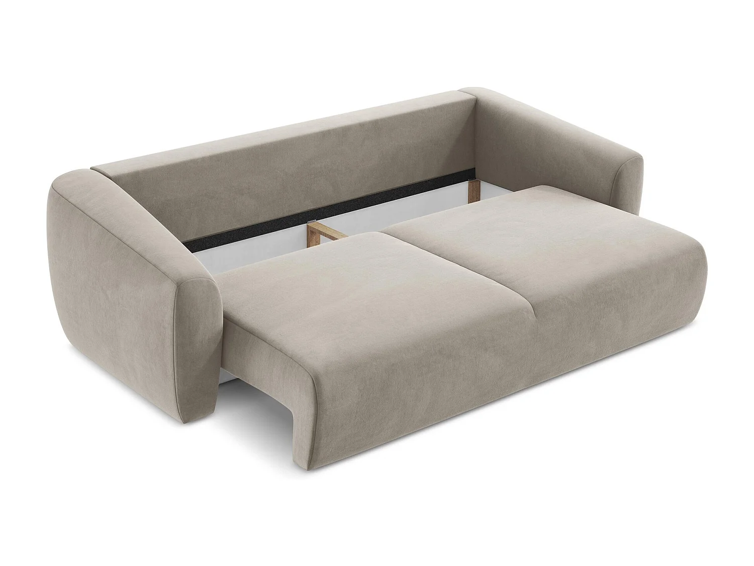 Canapé 3 places convertible en velours - taupe - GUAVA