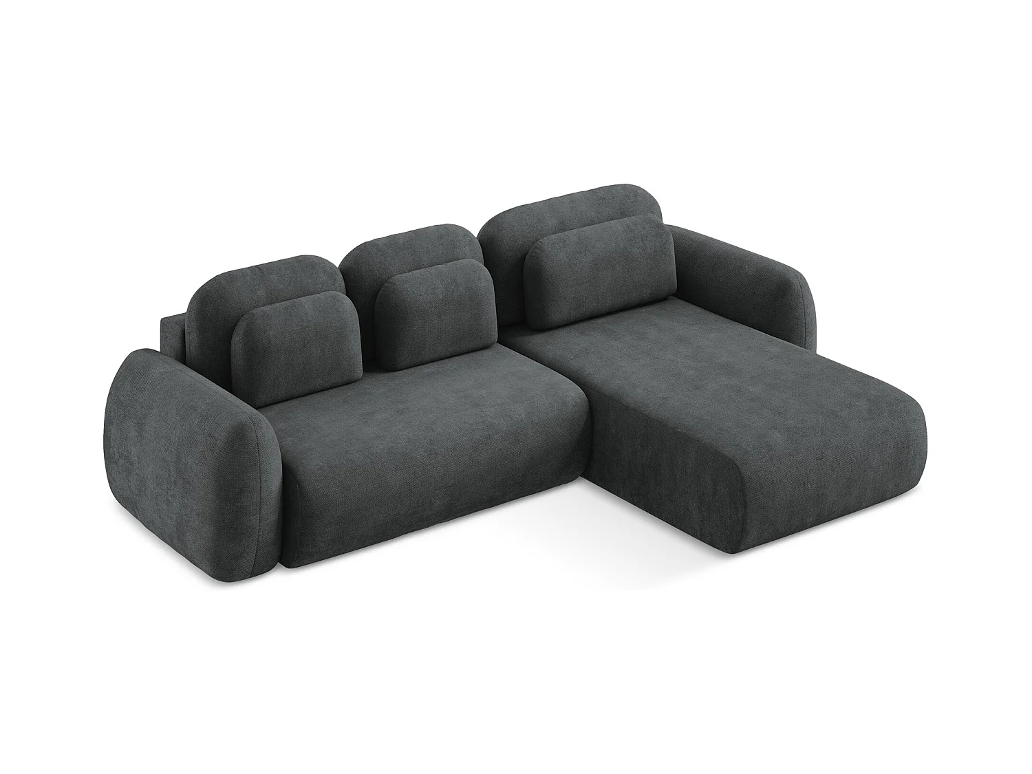 Canapé d'angle droit convertible en tissu chenille - gris foncé - LOHI