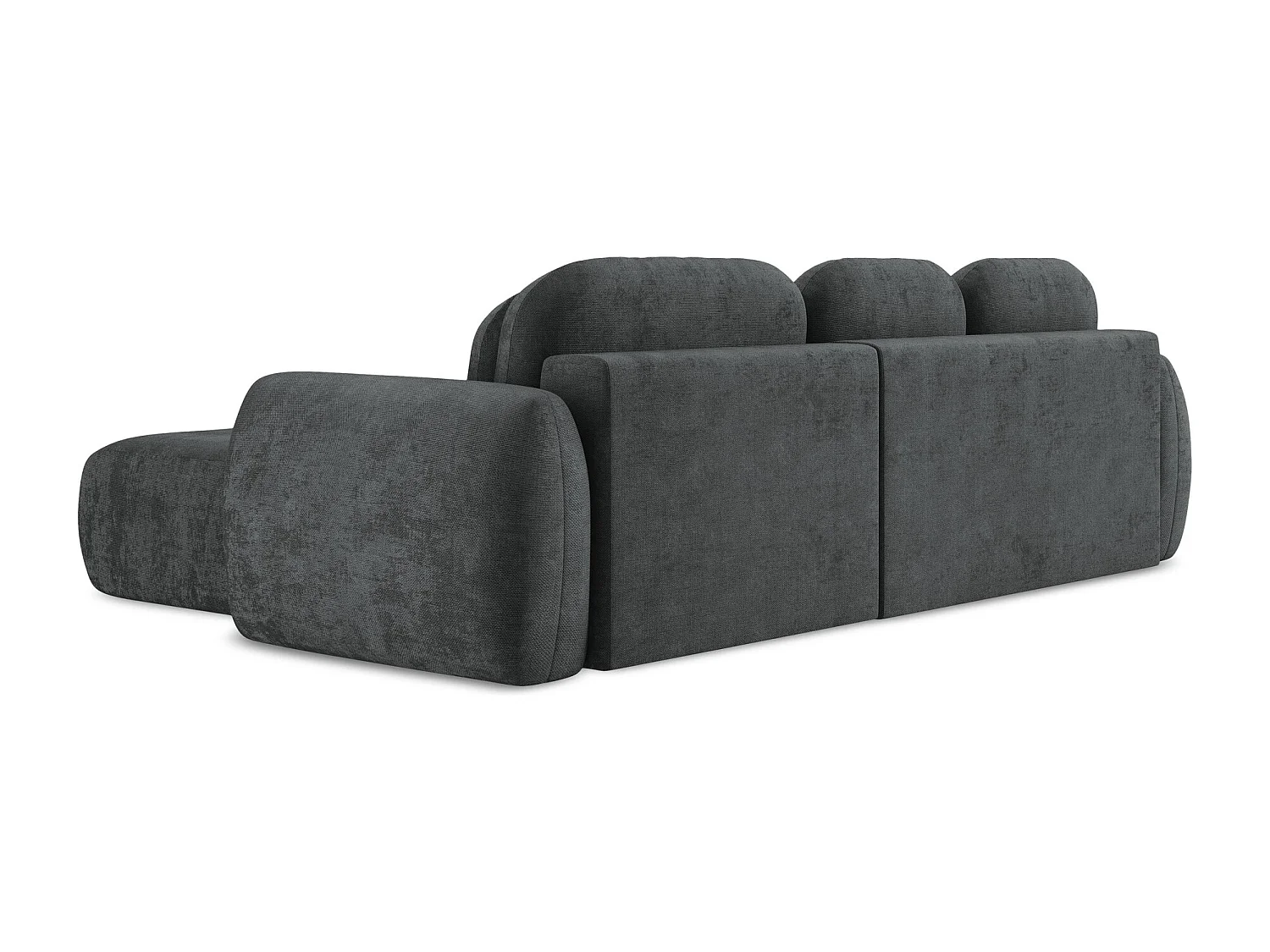 Canapé d'angle droit convertible en tissu chenille - gris foncé - LOHI