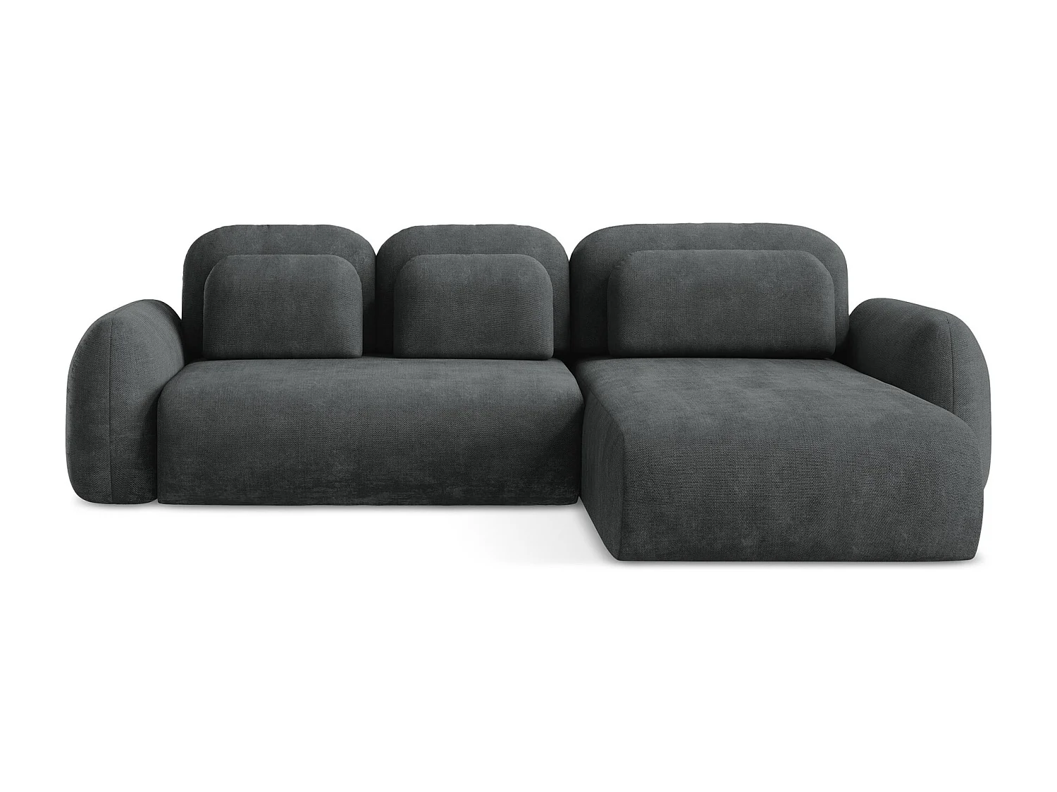 Hoekslaapbank rechts van donkergrijs chenille stof - LOHI