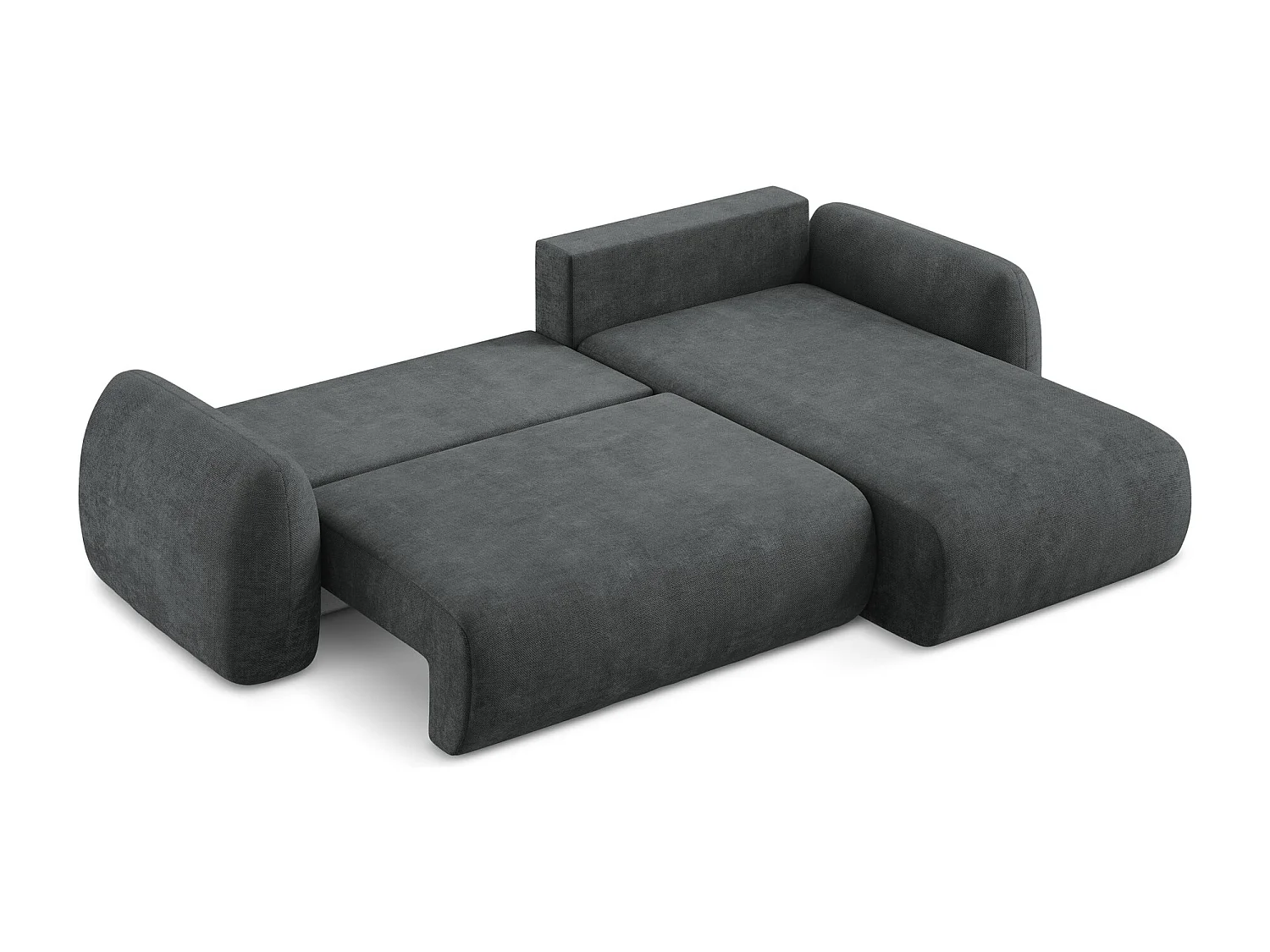 Hoekslaapbank rechts van donkergrijs chenille stof - LOHI