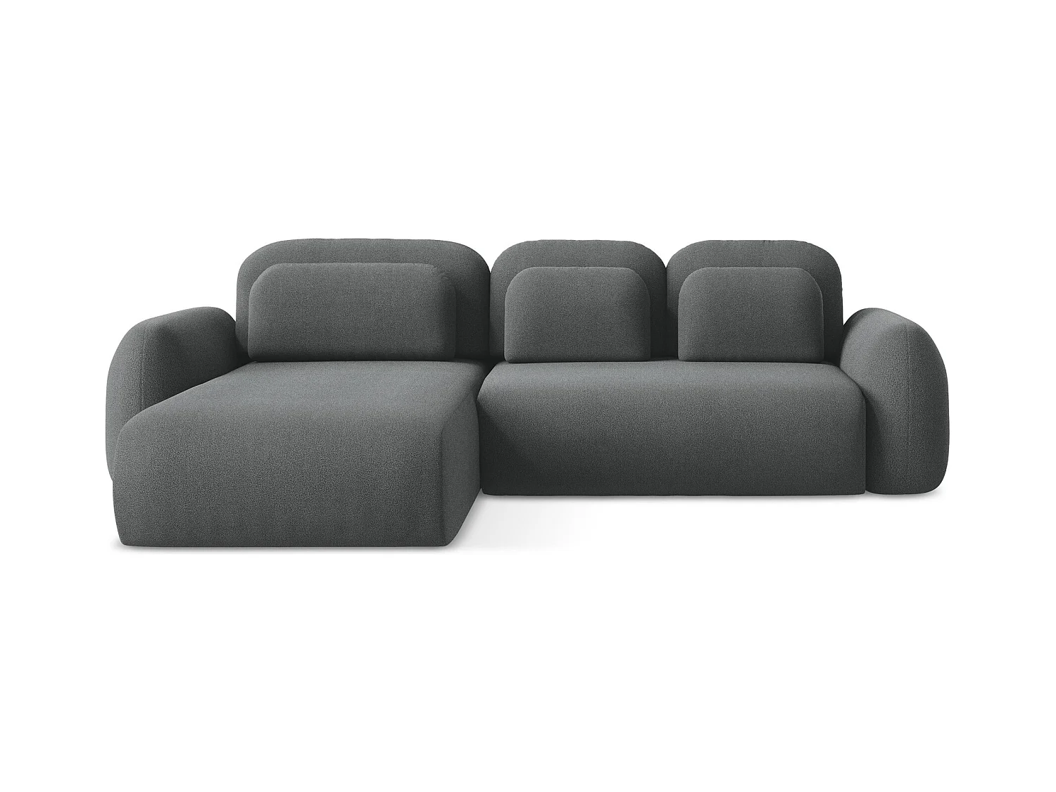 Canapé d’angle 3 places gauche convertible en tissu bouclette - gris foncé - LOHI