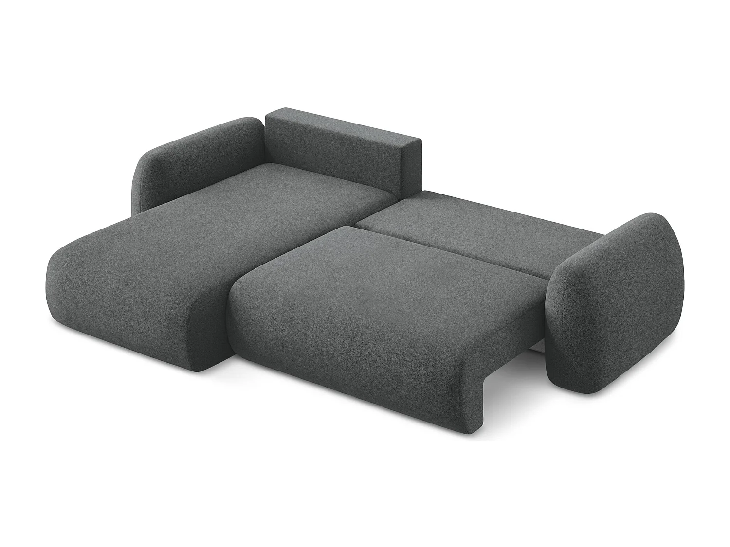 Canapé d’angle 3 places gauche convertible en tissu bouclette - gris foncé - LOHI