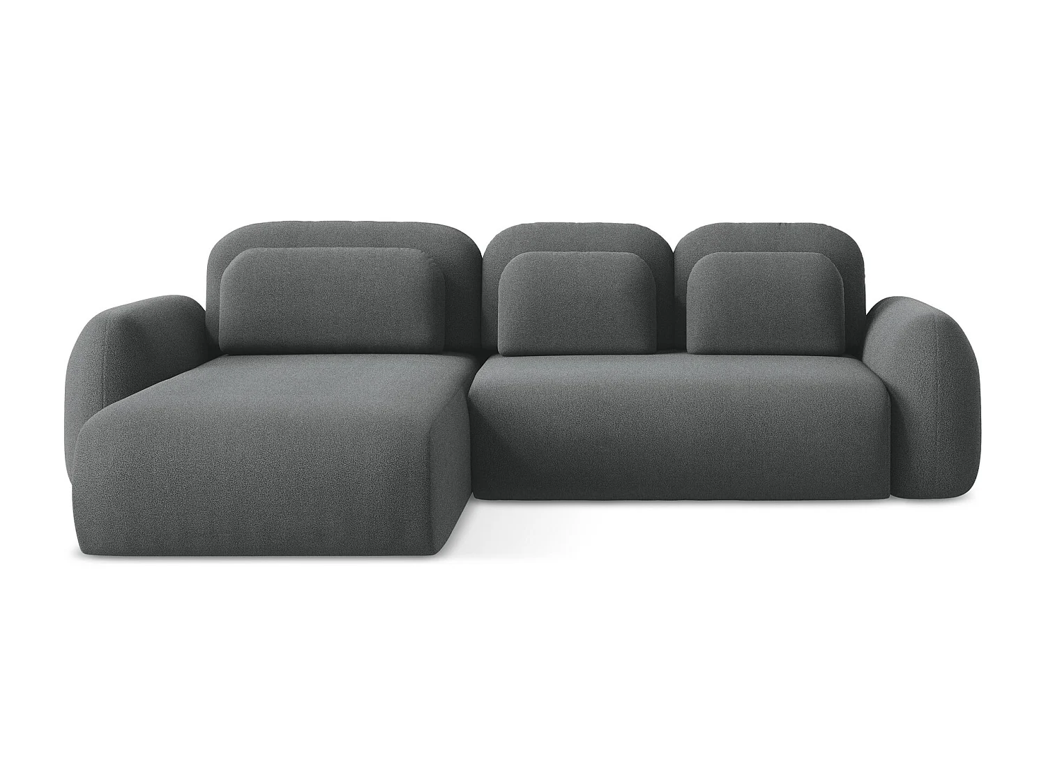 Canapé d’angle 3 places gauche convertible en tissu bouclette - gris foncé - LOHI