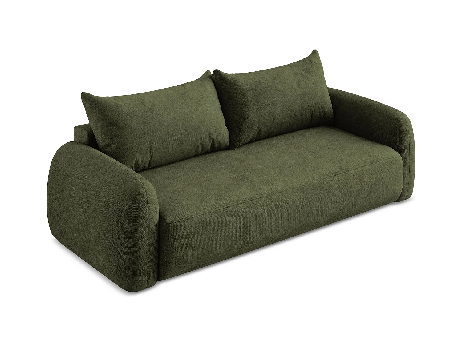 Canapé 3 places convertible en tissu chenille - olive - HALE