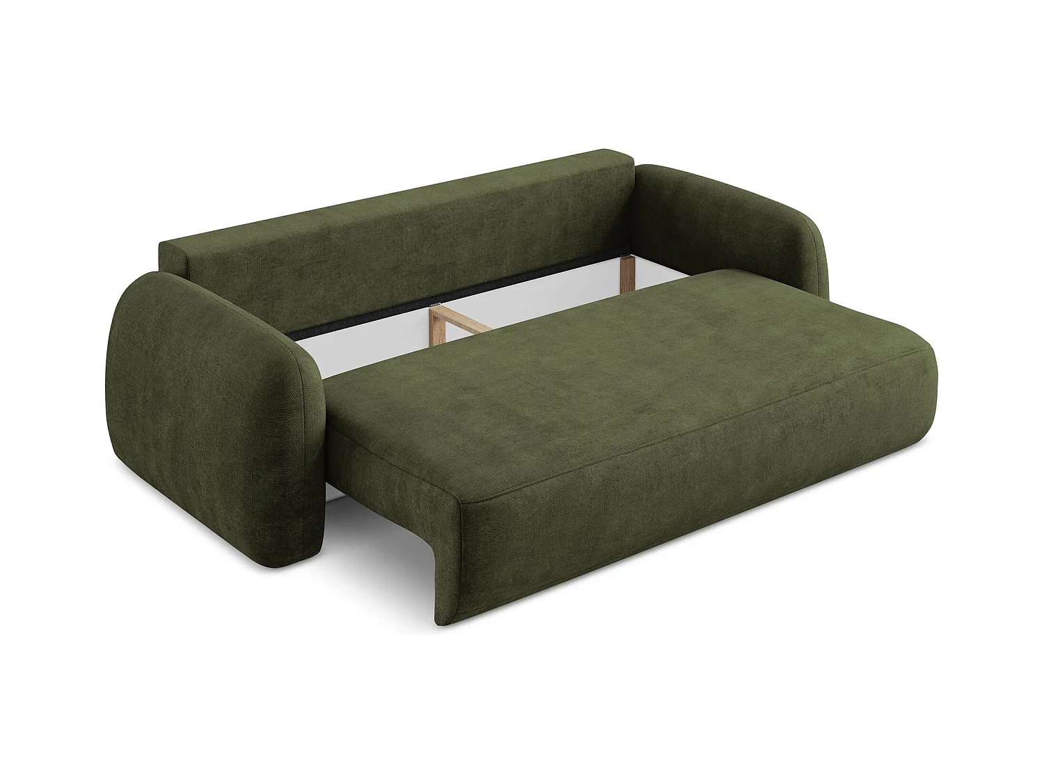 Canapé 3 places convertible en tissu chenille - olive - HALE