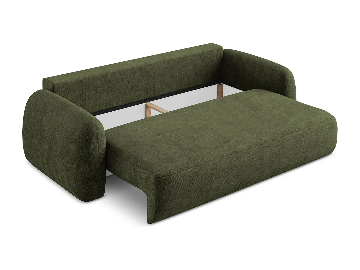 Canapé 3 places convertible en tissu chenille - olive - HALE