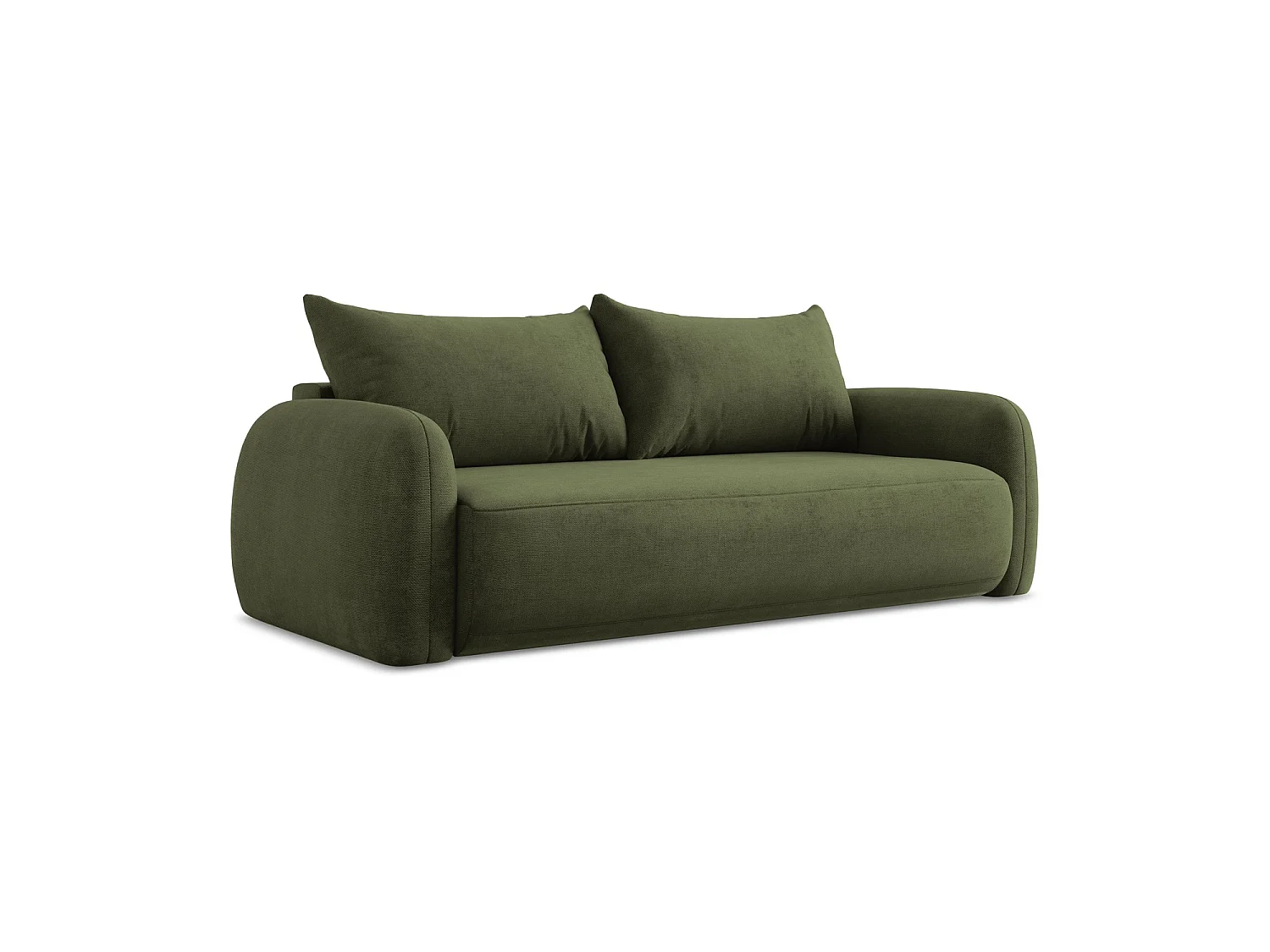 Canapé 3 places convertible en tissu chenille - olive - AMALFI