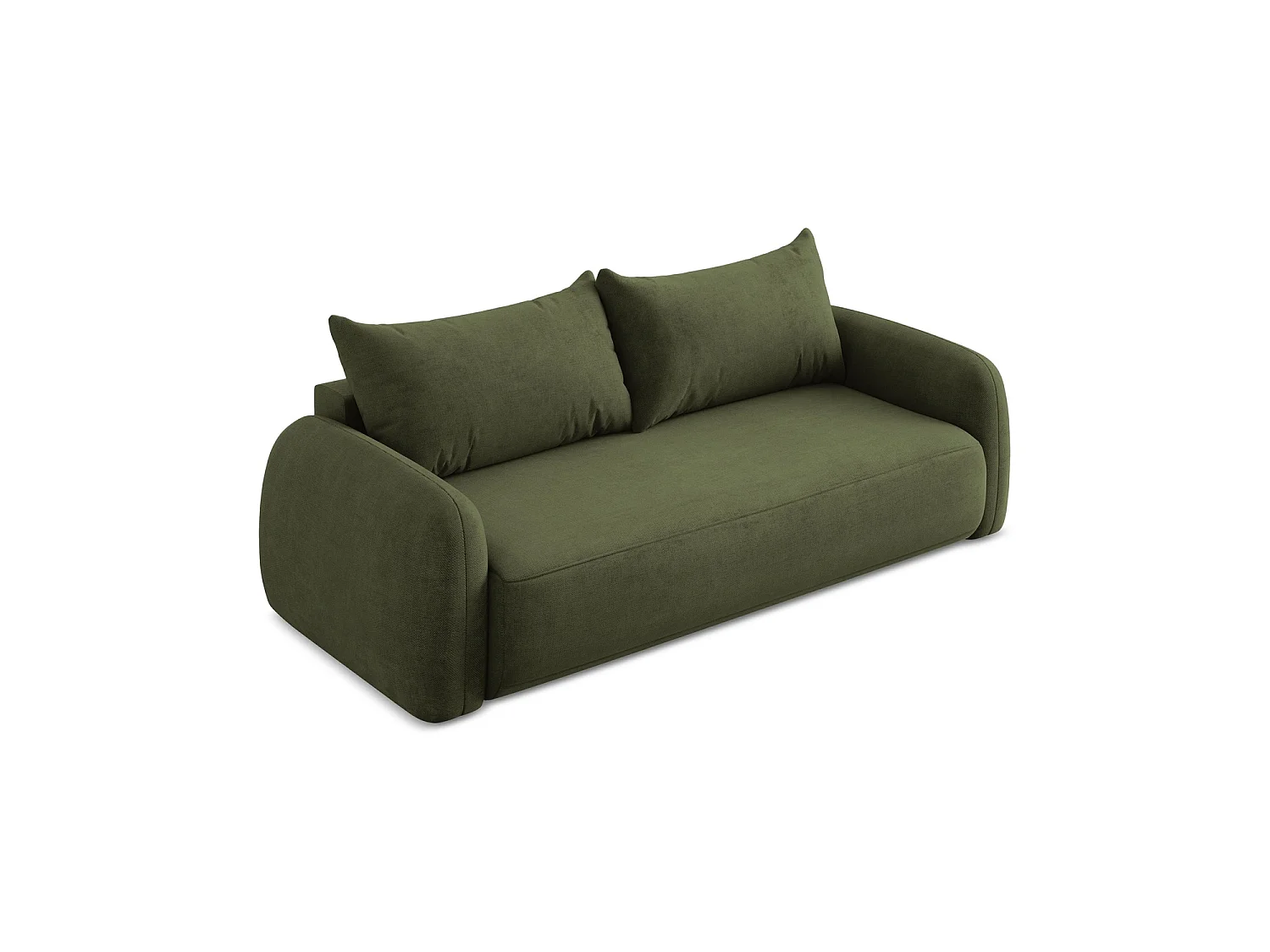 Canapé 3 places convertible en tissu chenille - olive - AMALFI