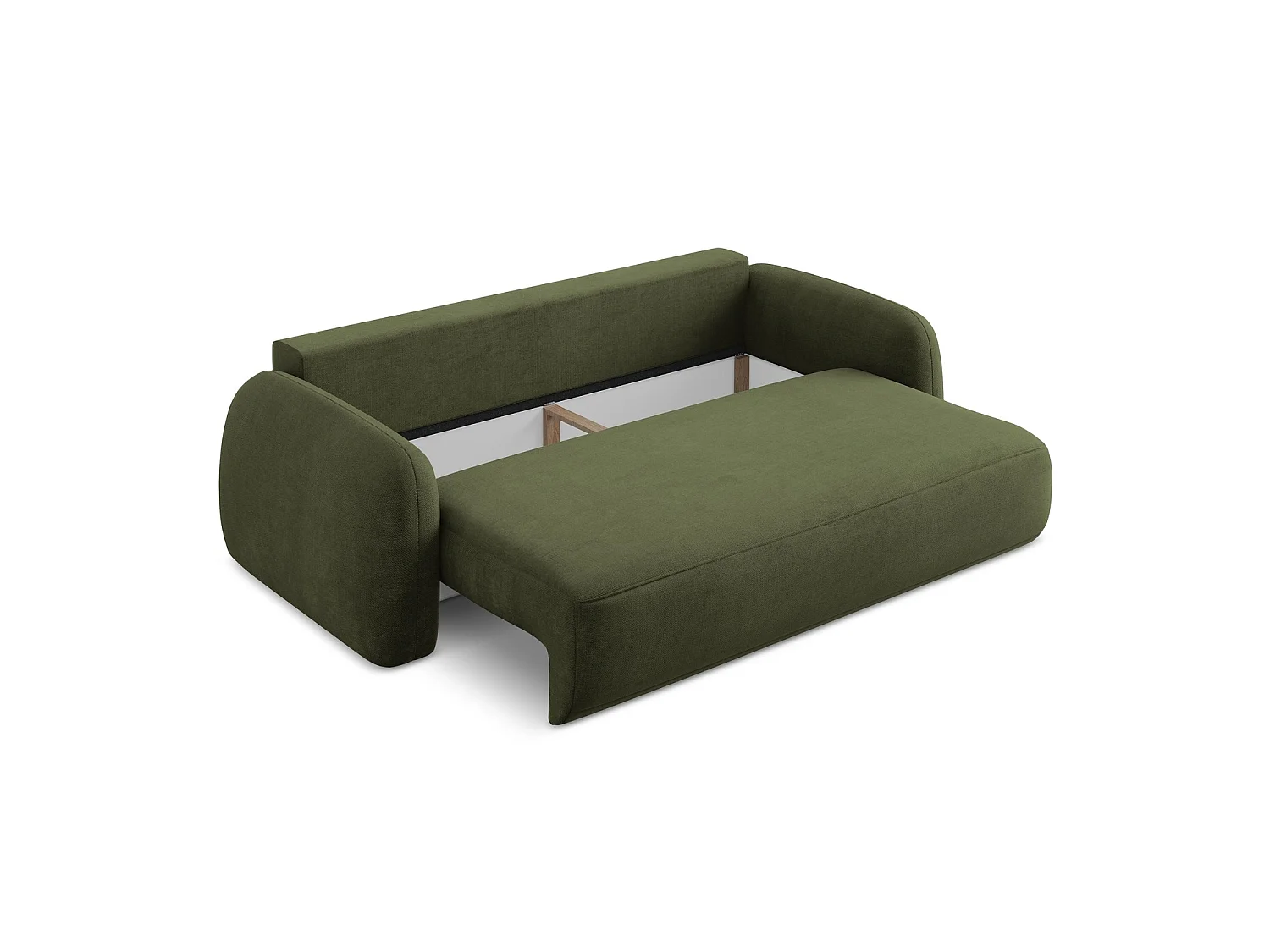 Canapé 3 places convertible en tissu chenille - olive - AMALFI