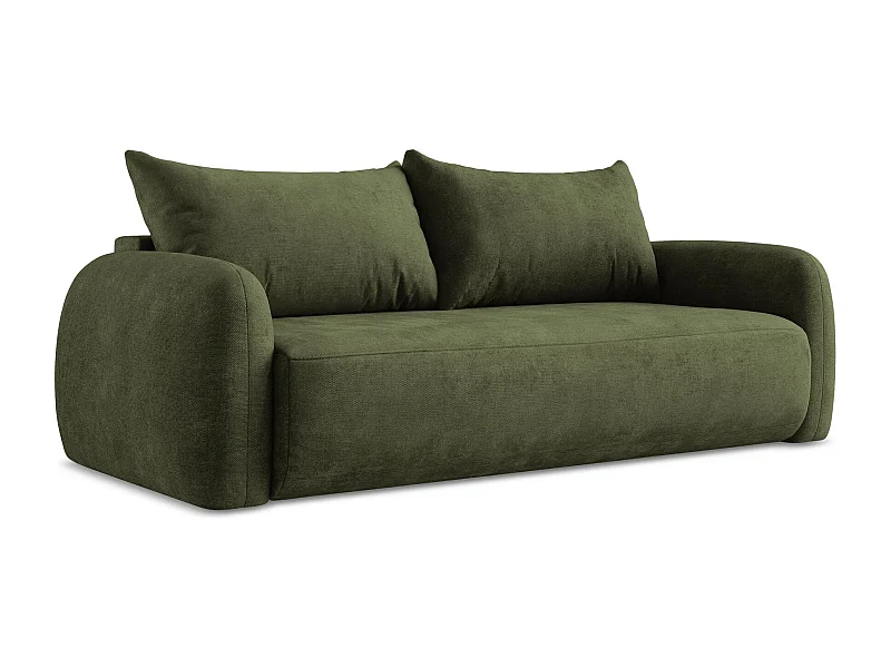 Canapé 3 places convertible en tissu chenille - olive - HALE