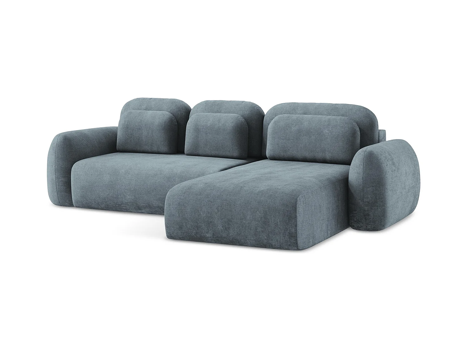 Canapé d'angle droit convertible en tissu chenille - jeans - LOHI