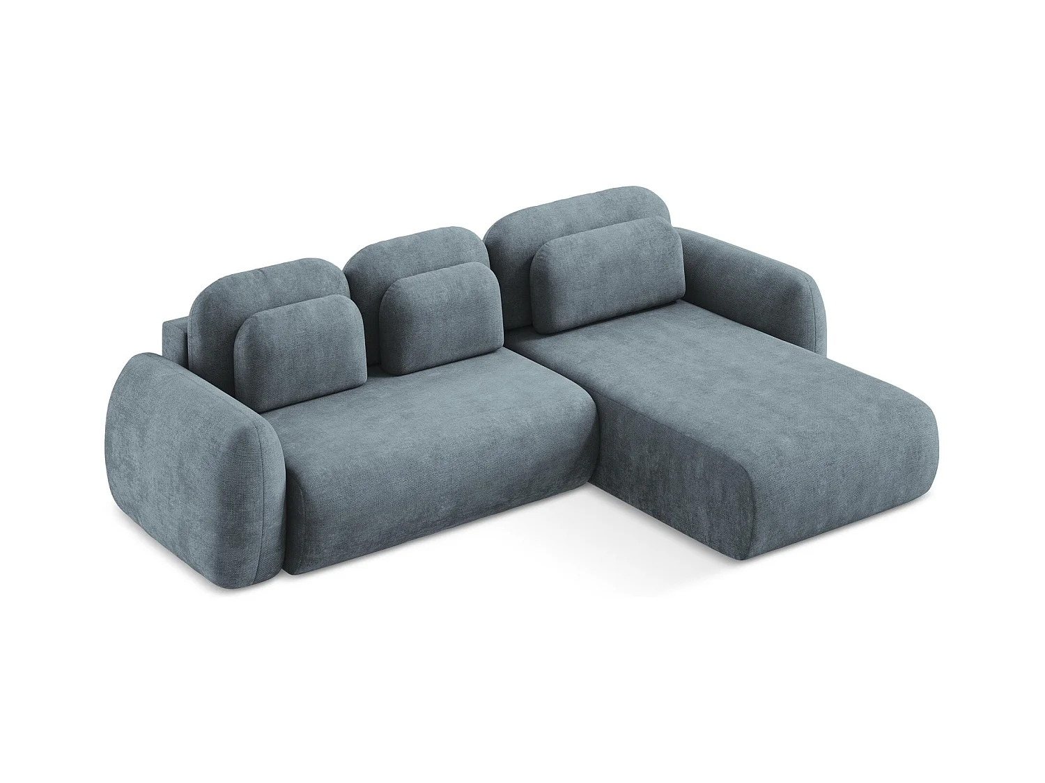 Canapé d'angle droit convertible en tissu chenille - jeans - LOHI